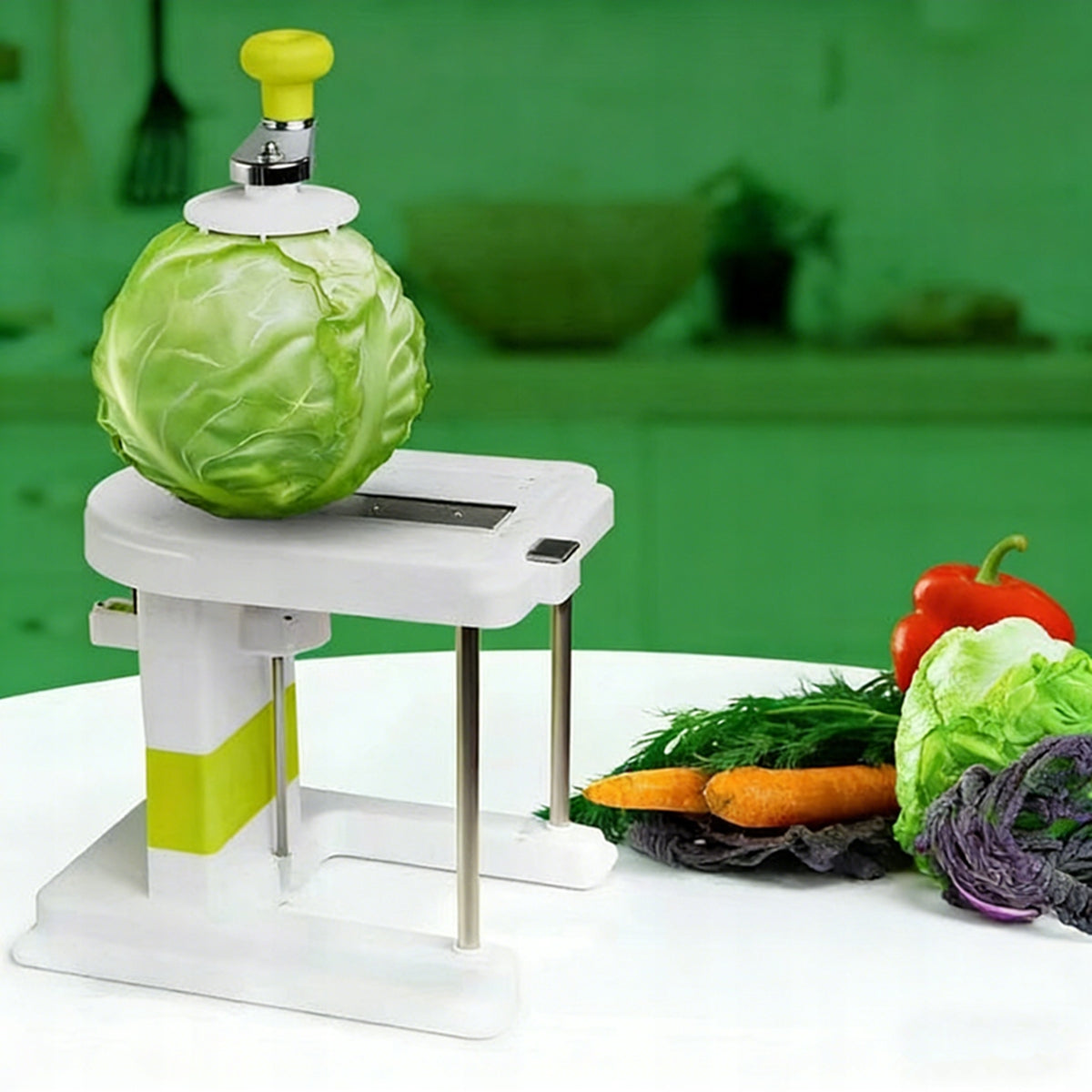 Cabbage Cutting Machine, Manual, 304, For chopping and slicing, Large Dominant color white