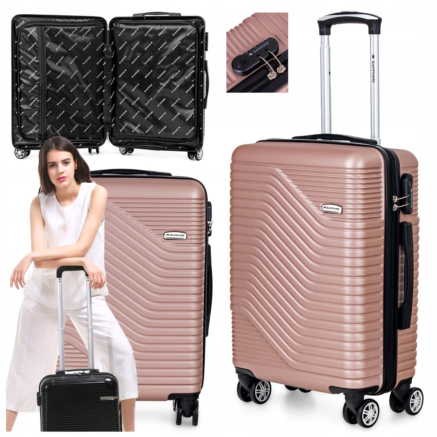 Cabin case SMALL LIGHT HAND luggage L ABS wheels strong Sapphire DUO
