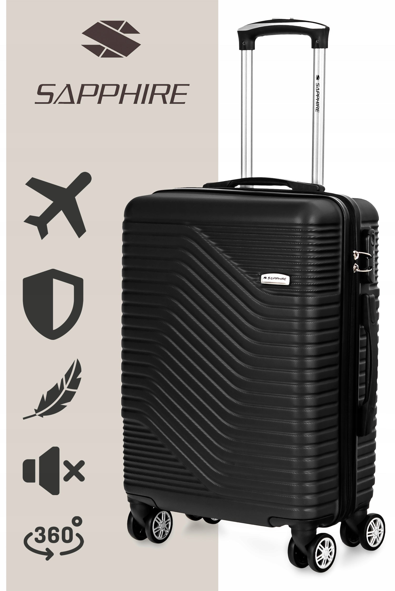 Cabin case SMALL LIGHT HAND luggage wheels ABS strong L Sapphire DUO EAN (GTIN) 5903228928383