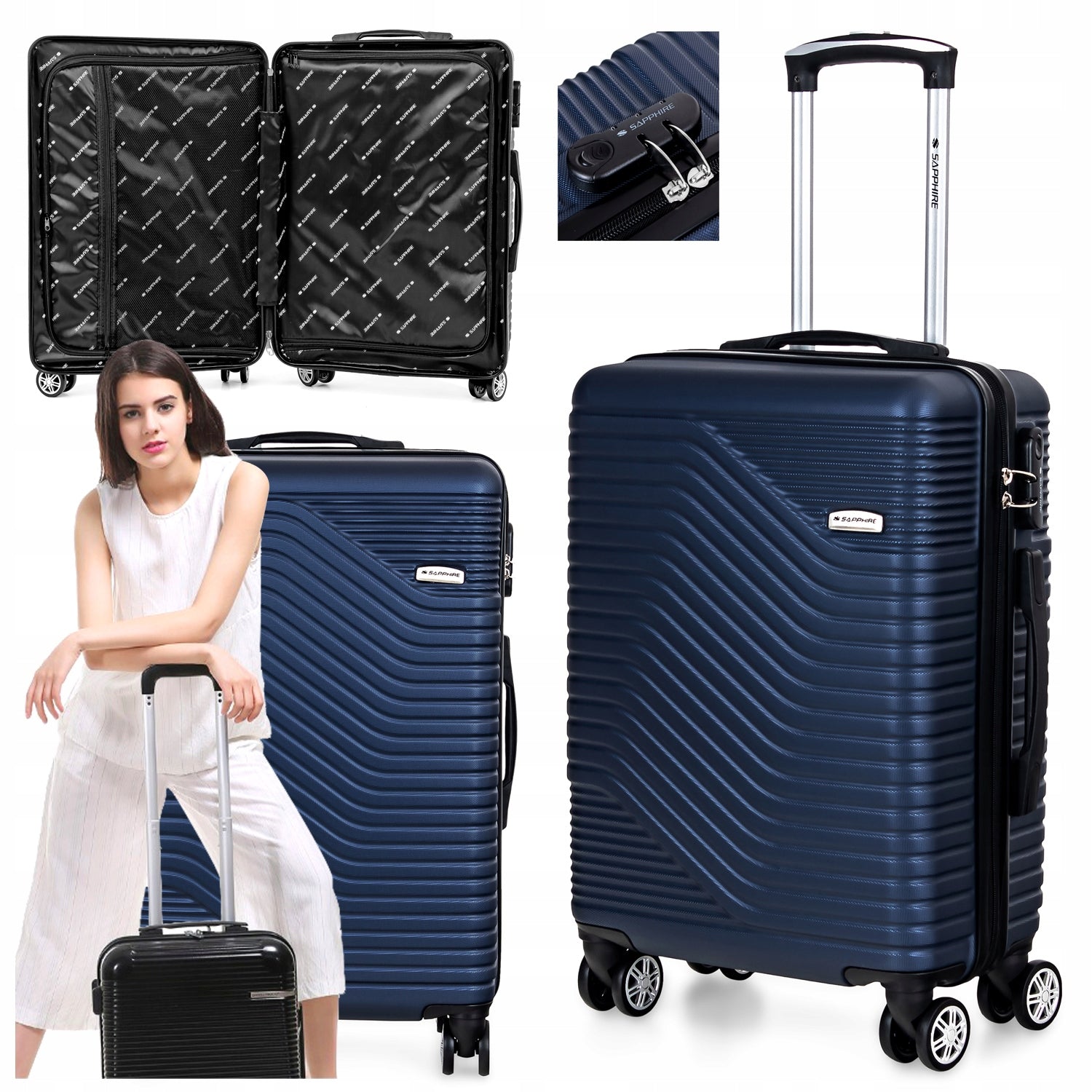 Cabin case SMALL LIGHTWEIGHT HAND luggage L wheels ABS strong Sapphire DUO
