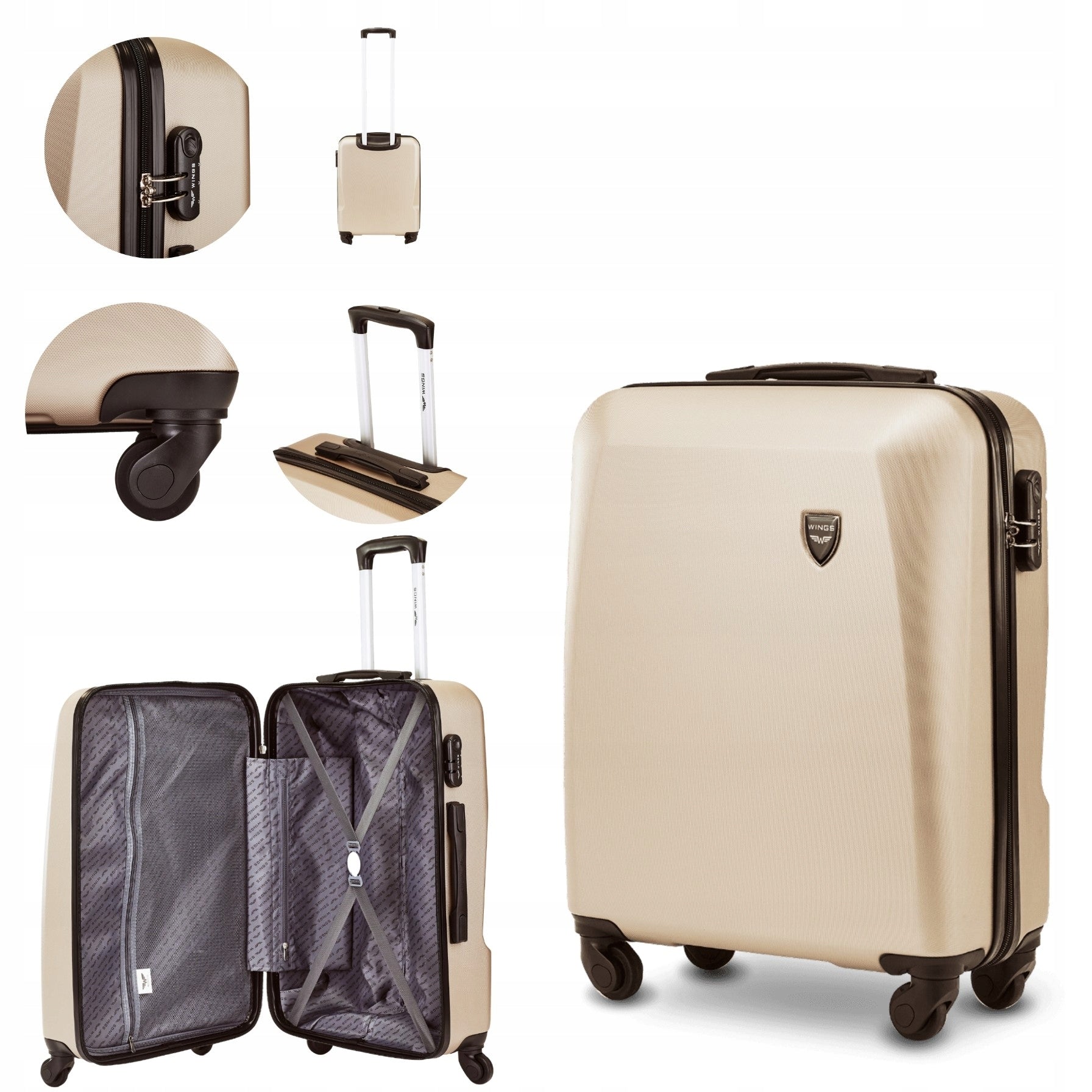 Cabin case WINGS 55x38x20 ABS+ for airplane small travel case