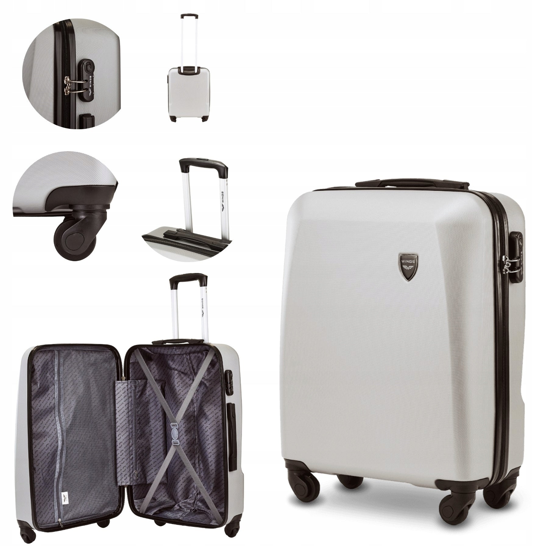 Cabin case WINGS lightweight stylish ABS+ travel 38L Wizzair Ryanair