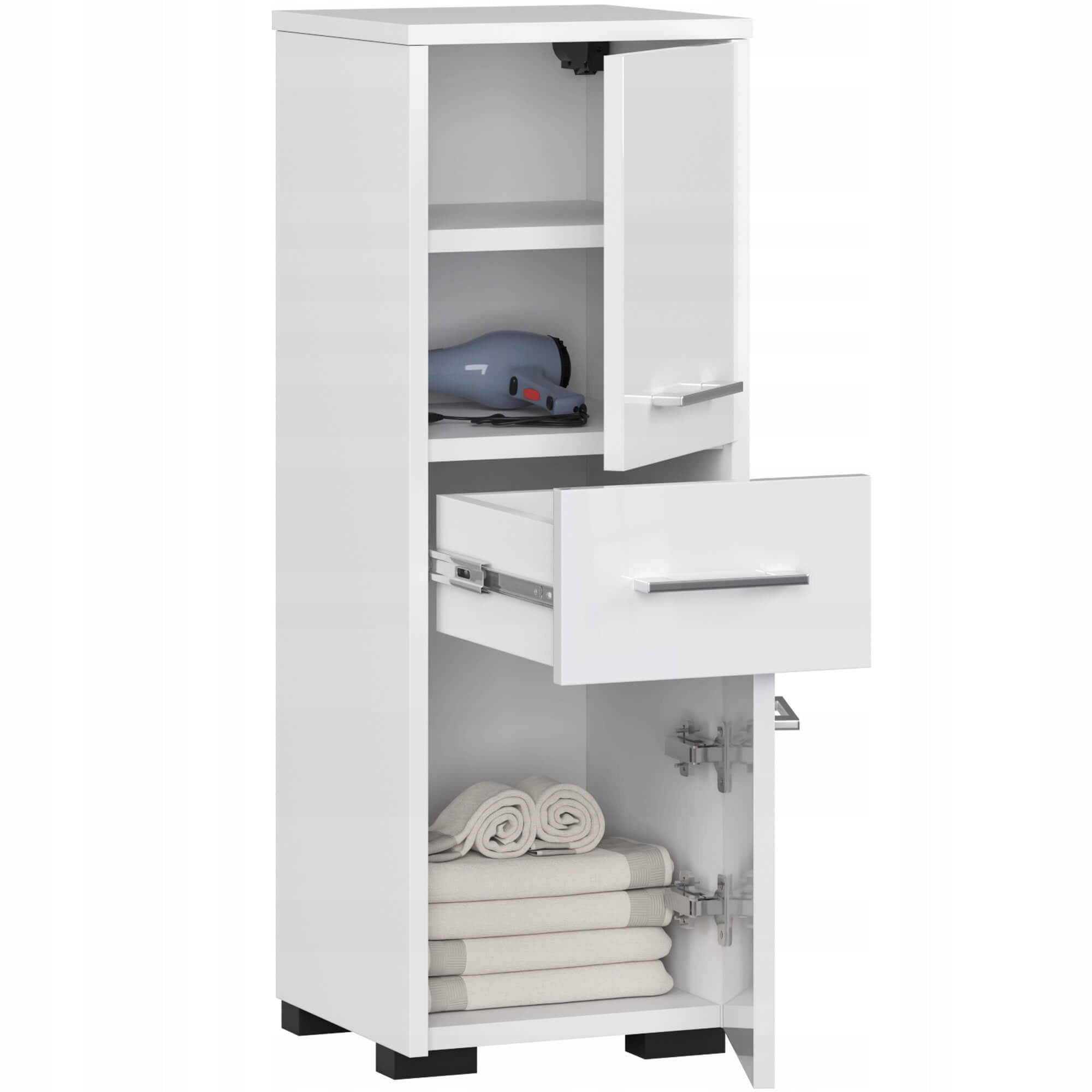 Cabinet 85 cm for bathroom 1 drawer white gloss Brand Akord