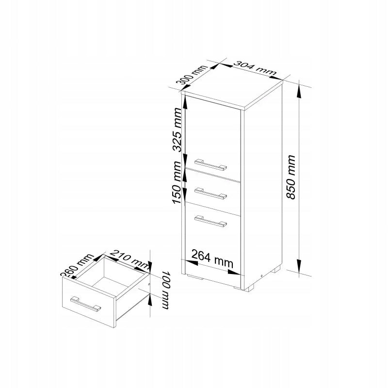 Cabinet 85 cm for bathroom 1 drawer white gloss EAN (GTIN) 5901738165649