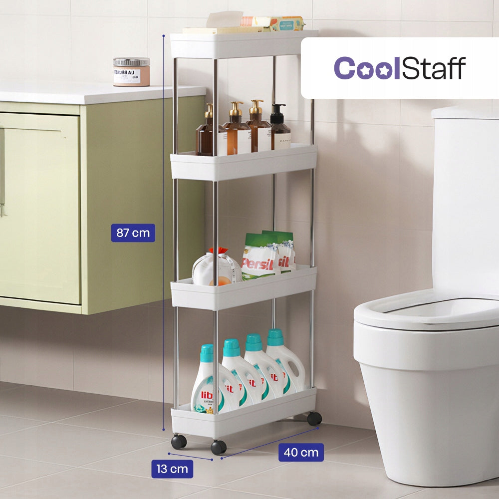 Cabinet Bookcase On Wheels 4 Shelves For Bathroom Kitchen Narrow 13 x 40 x 92cm EAN (GTIN) 5905896504623