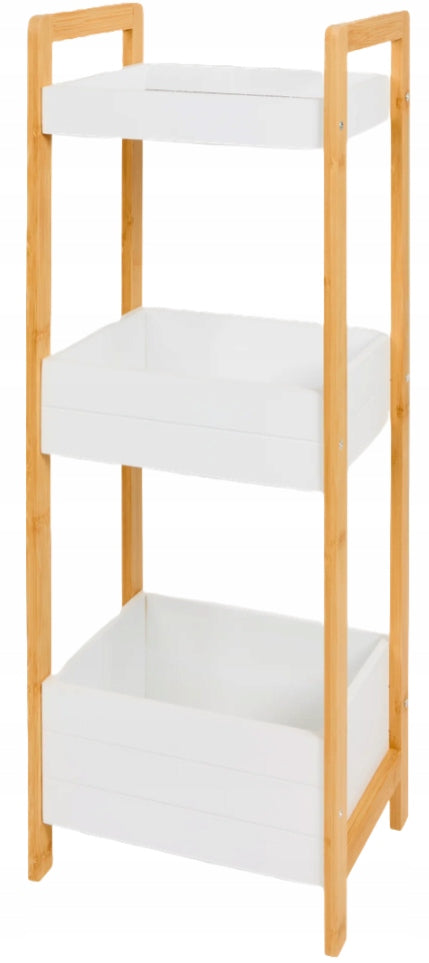 Cabinet Bookcase Standing Shelf Bamboo Bathroom Kitchen for Bathroom Kitchen Furniture color white light oak