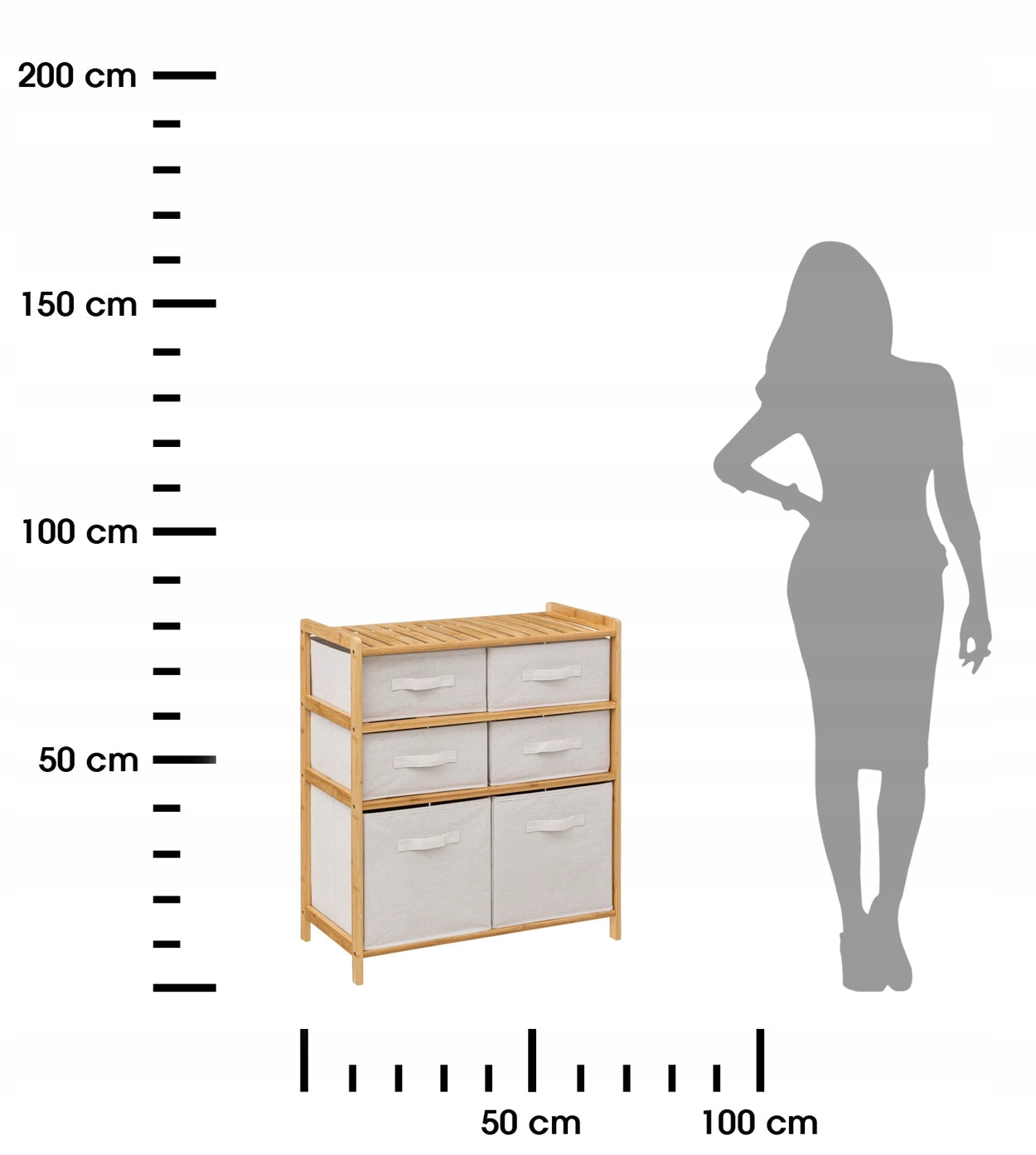 Cabinet Bookcase for Bathroom With 6 Textile Containers Chest of Drawers For Cosmetics Packaging status original