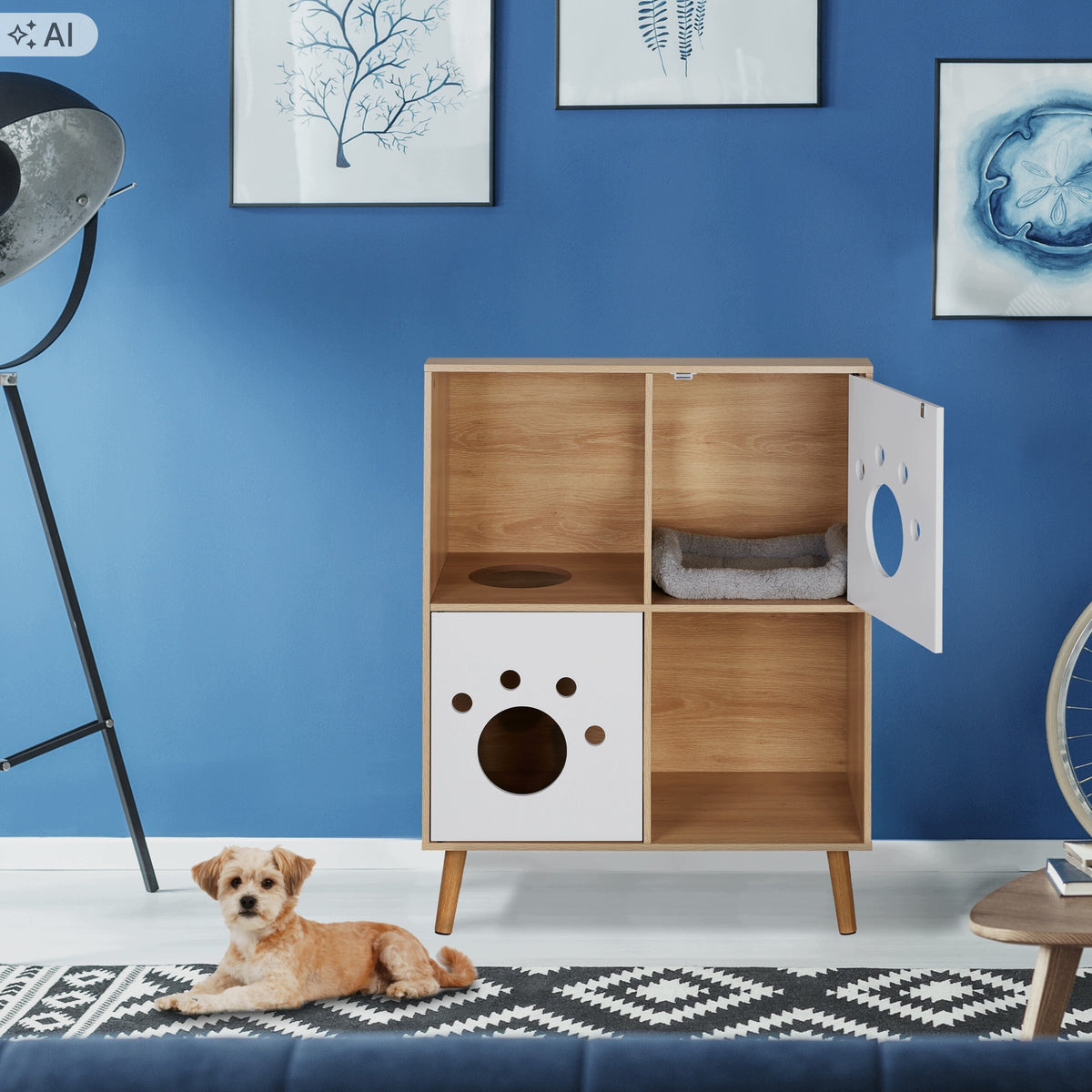 Cabinet cat hideout kennel litter box 96x75x40cm brown Relaxdays Brand Relaxdays