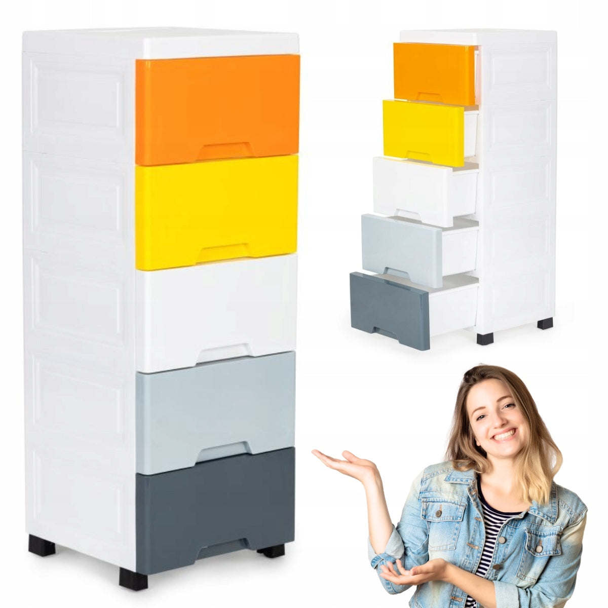 Cabinet on wheels with 5 containers colorful multifunction organizer