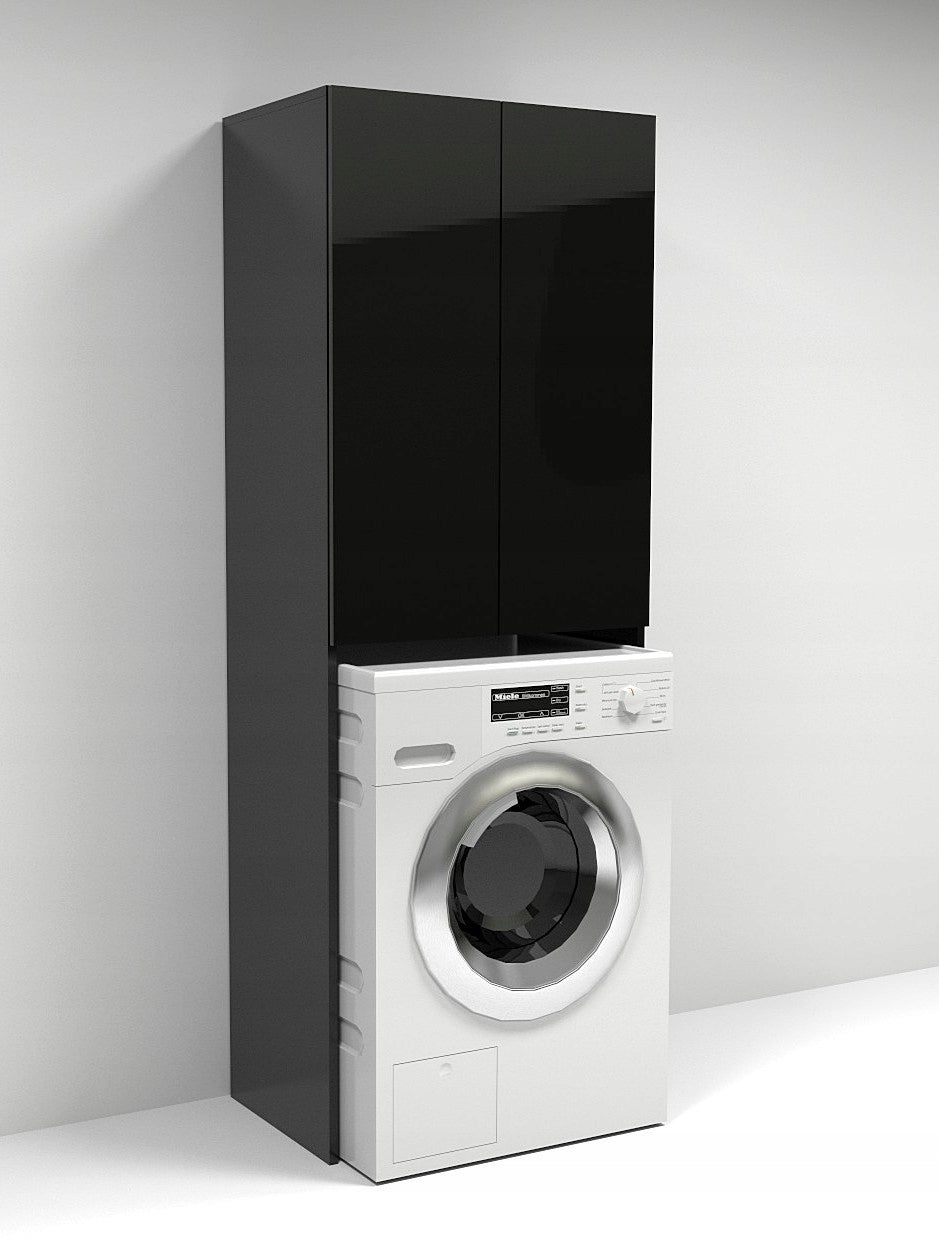 Cabinet over washing machine black + black gloss