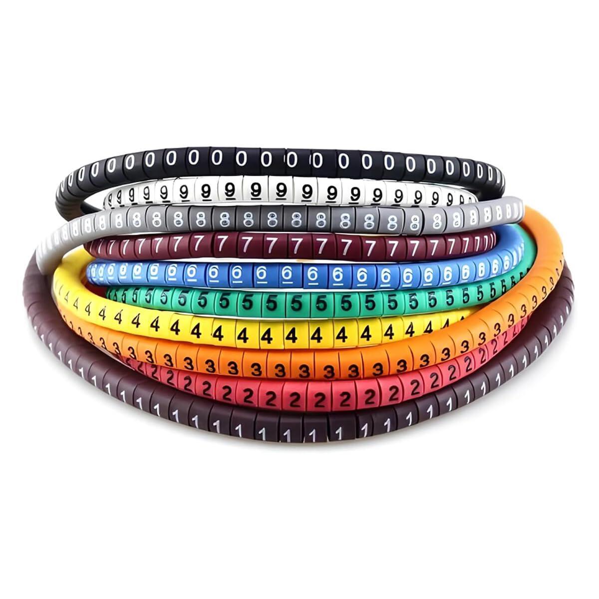 Cable Wire Markers NUMBERS 0-9 1000pcs 1.0-1.5mm COLORFUL EC-1.0