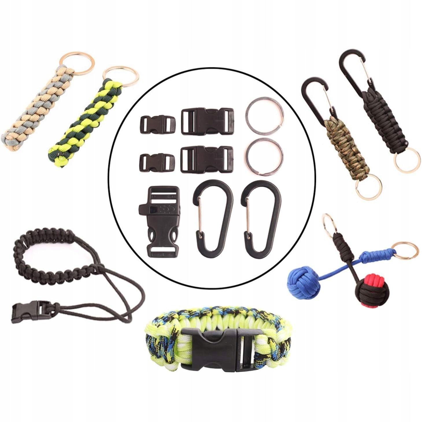 Cable rope Paracord 550 set with carabiner buckles 7 cores 4 mm 30 m Packaging status original
