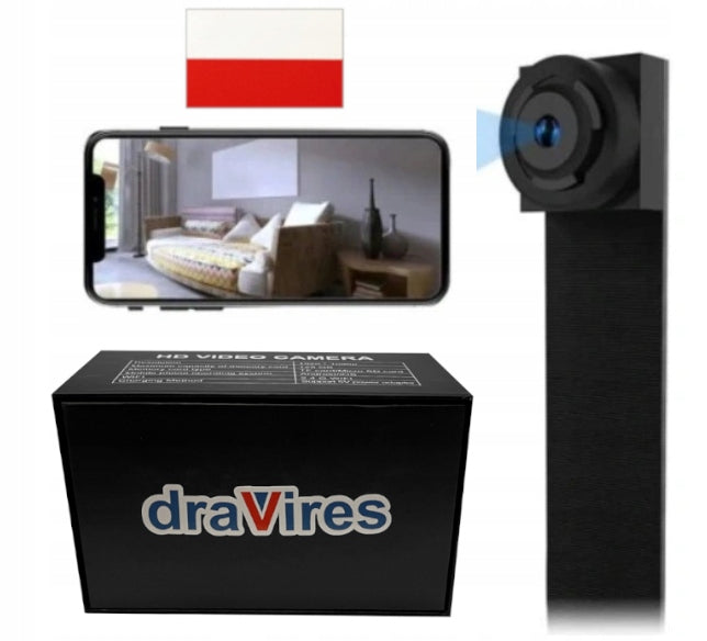 Camera mini spy strip camera draVires WiFi button + sticker
