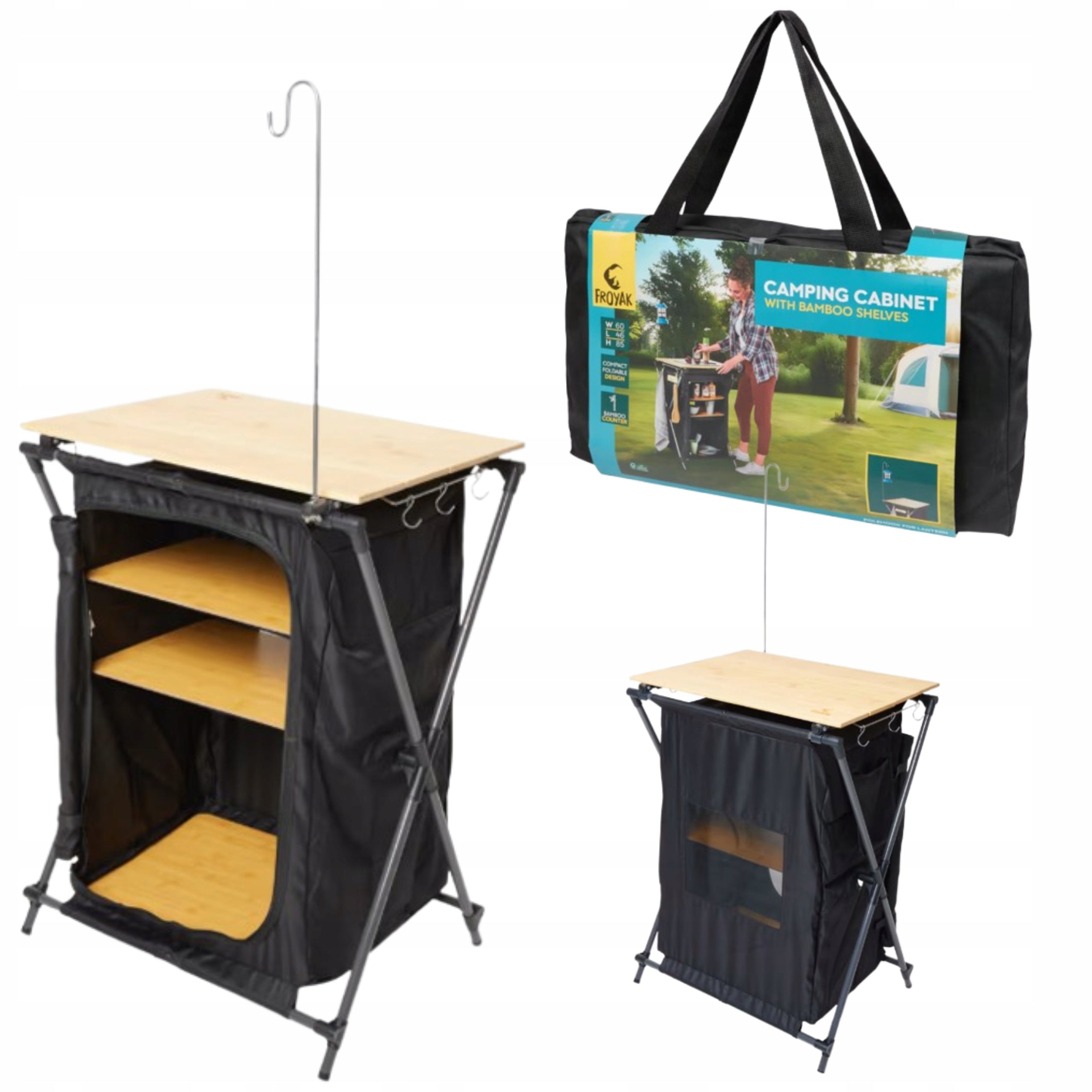 Camping Cabinet Folding FROYAK Tourist Kitchen Shelves Bookcase Tent