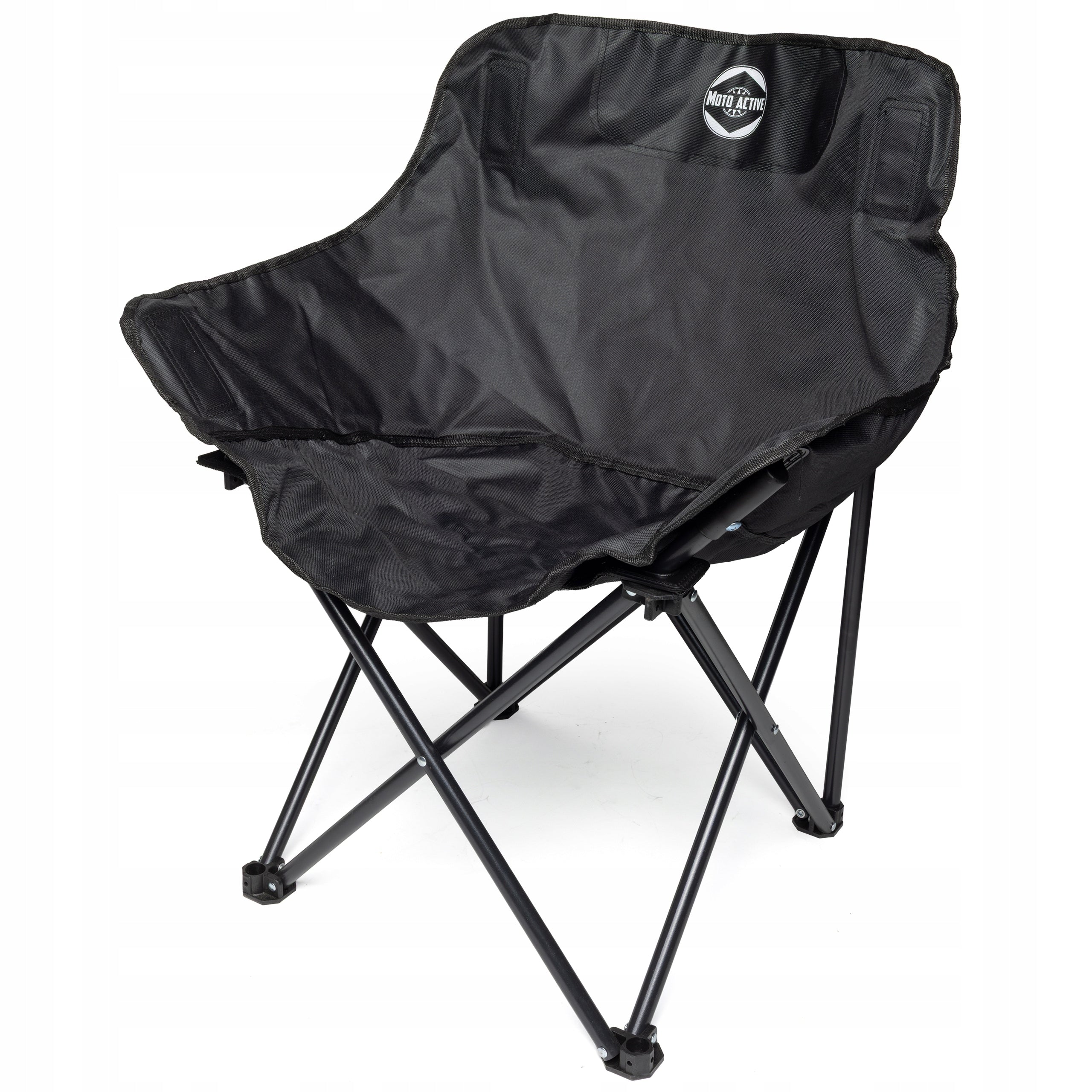 Camping Fishing Chair Folding Strong Bag Lifting Capacity 120kg Manufacturer code Krzesło kempingowe Moto-Active Czarne