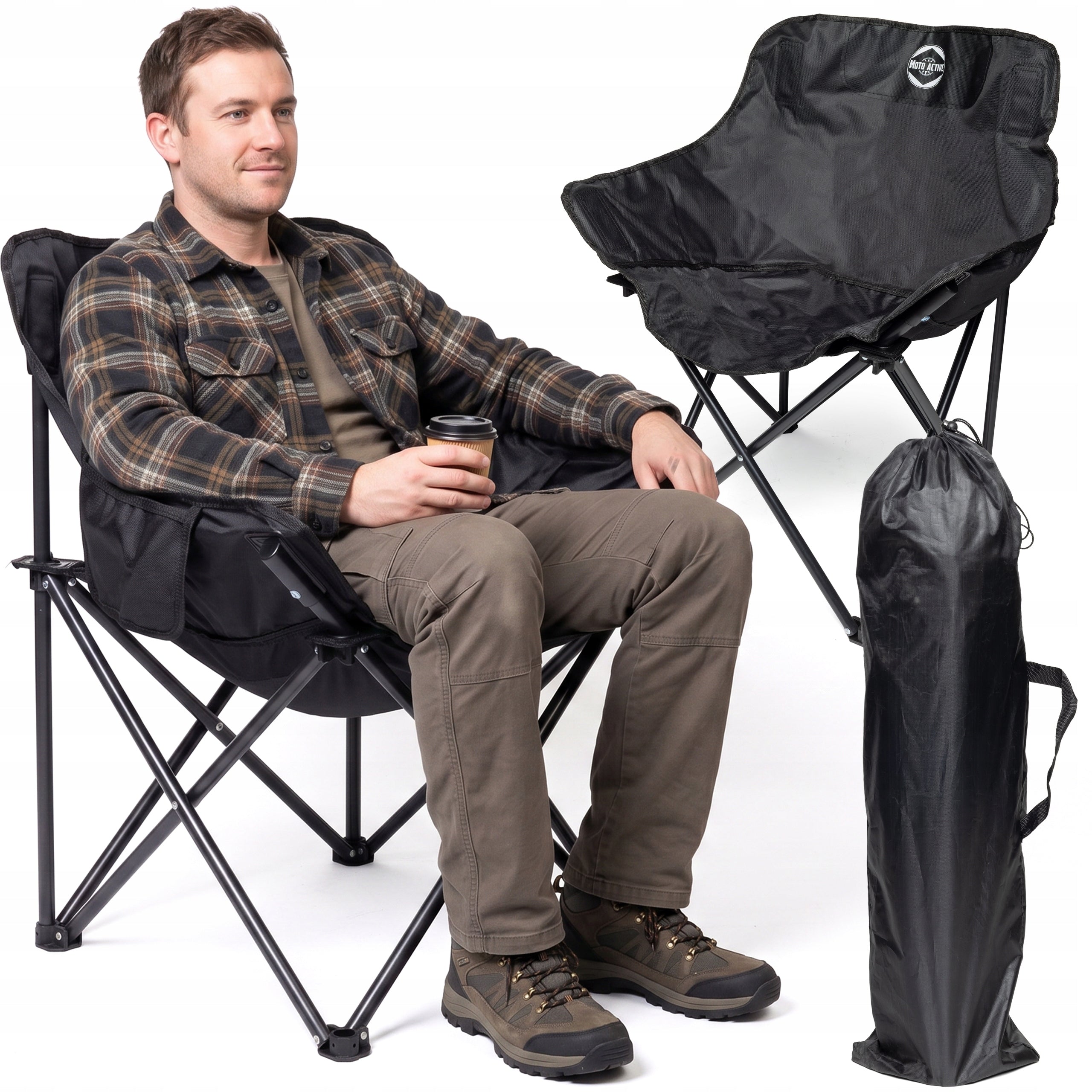 Camping Fishing Chair Folding Strong Bag Lifting Capacity 120kg