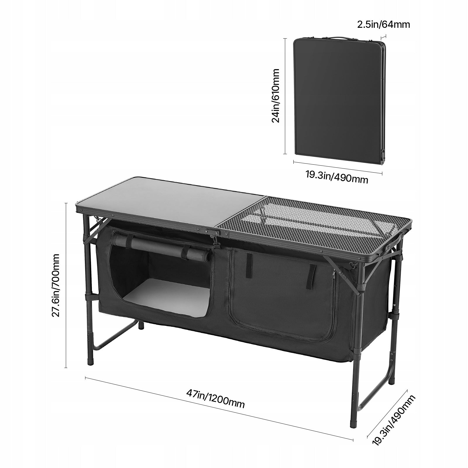 Camping Kitchen Black 120x49x70CM For Outdoor Cooking Manufacturer code DCCWJKHSTW