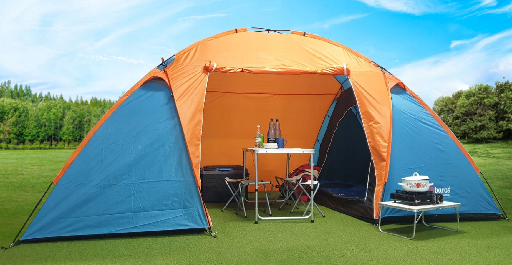 Camping Tent 4 Person 2 Bedrooms Family Vestibule Packaging status original