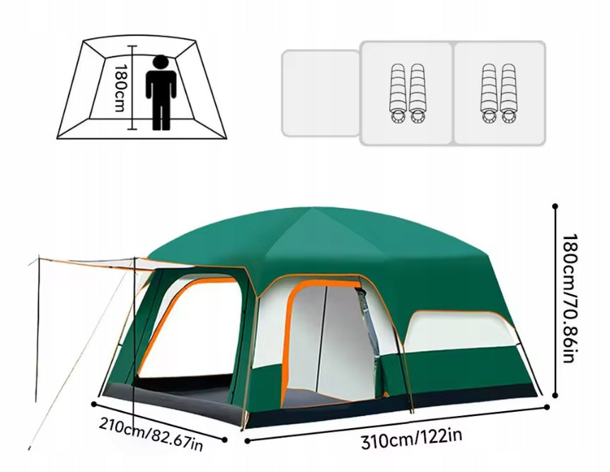 Camping Tent High 4 Person Large Family Two Room Vestibule Packaging status original