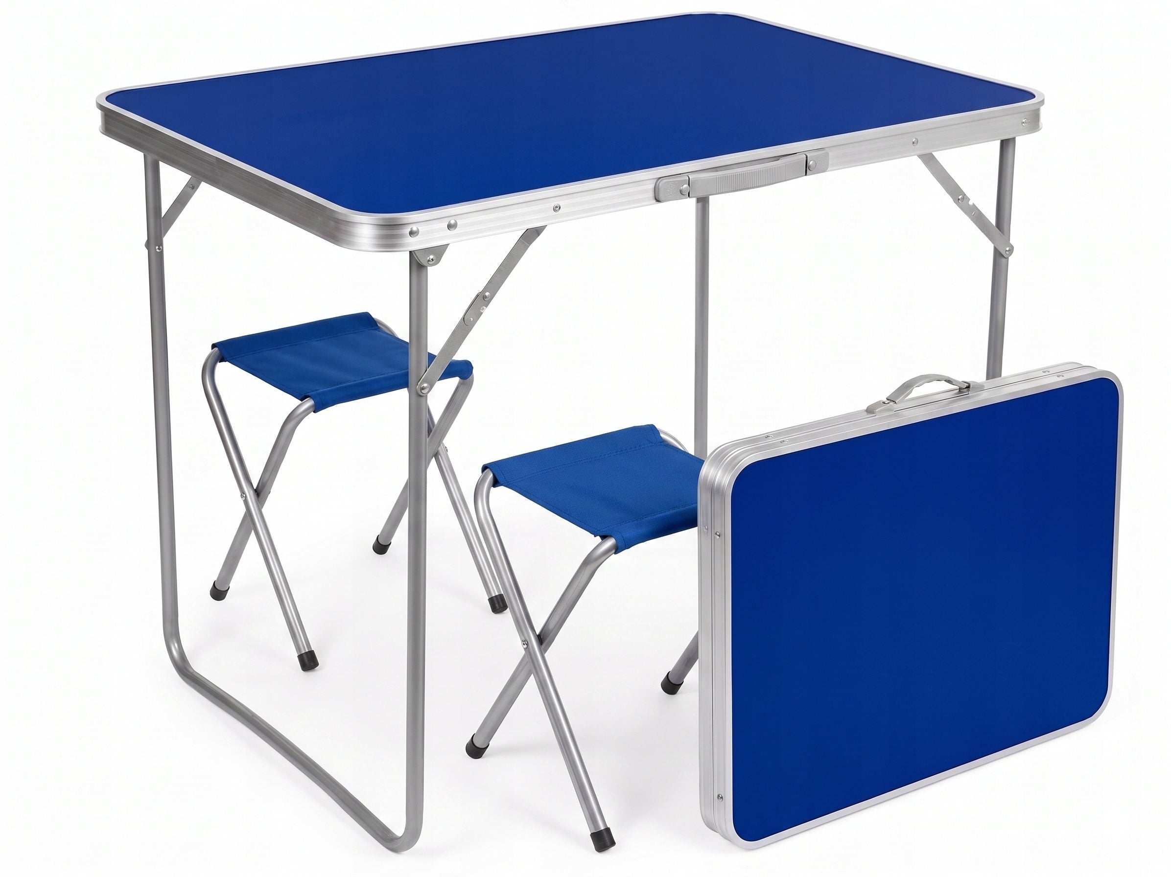 Camping table blue + 2 chairs 60x80x70 cm