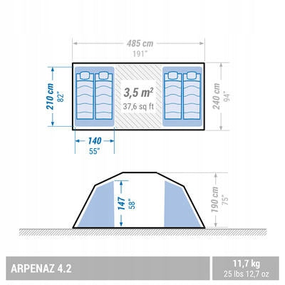 Camping tent Arpenaz 4.2 Color blue