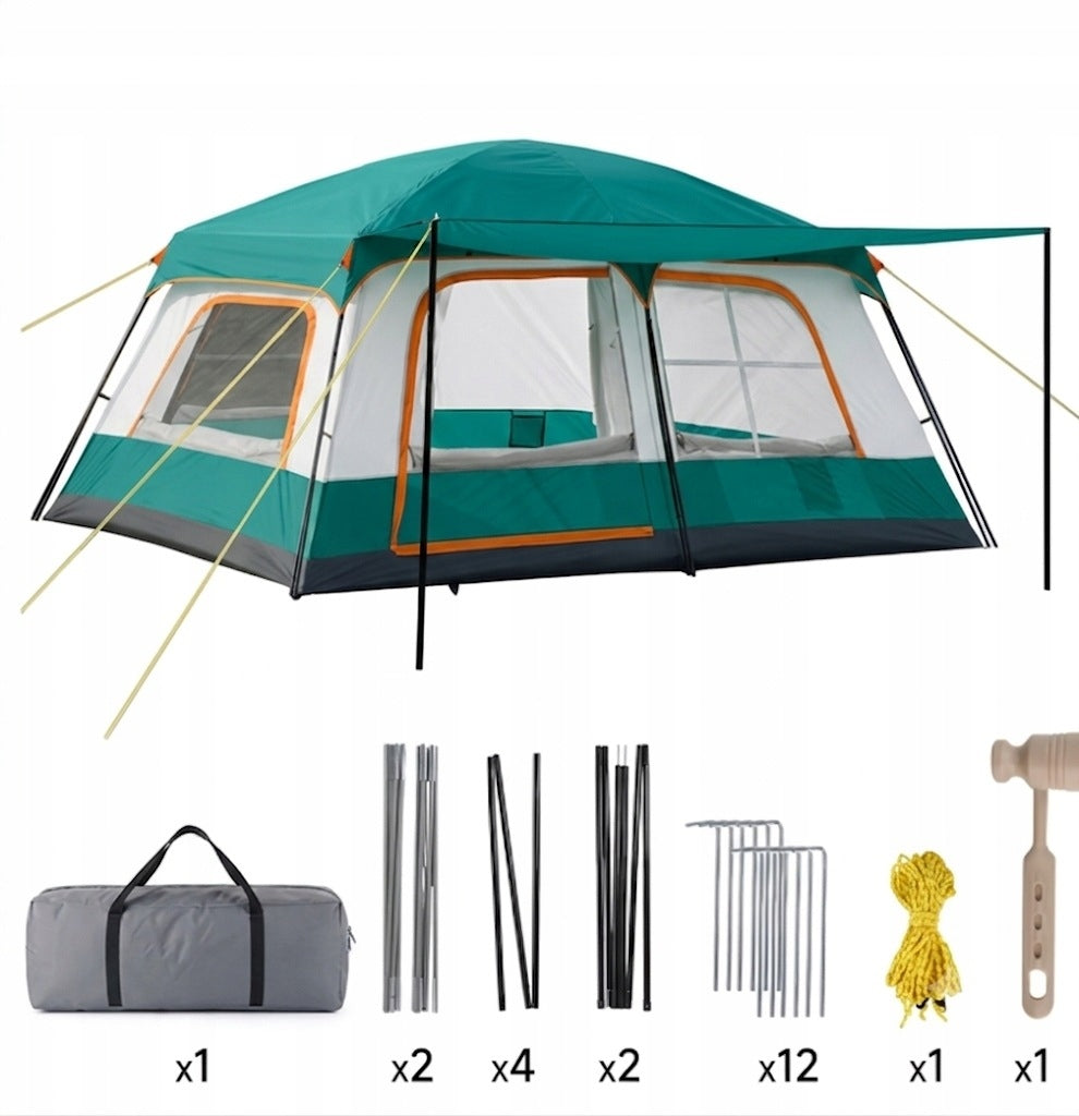Camping tent green 4-person with vestibule, water resistance 4000 mm Packaging status original