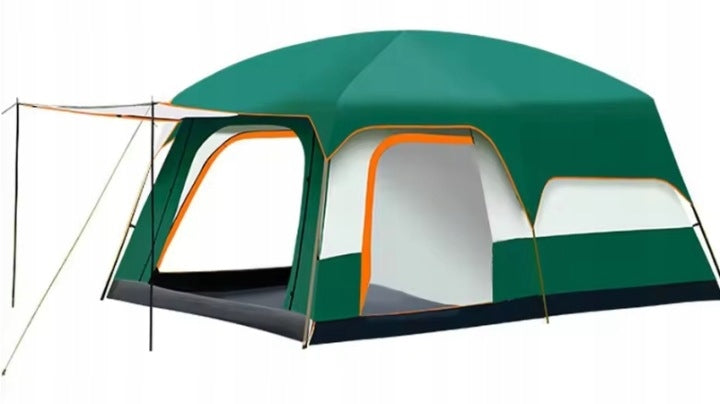 Camping tent green 4-person with vestibule, water resistance 4000 mm