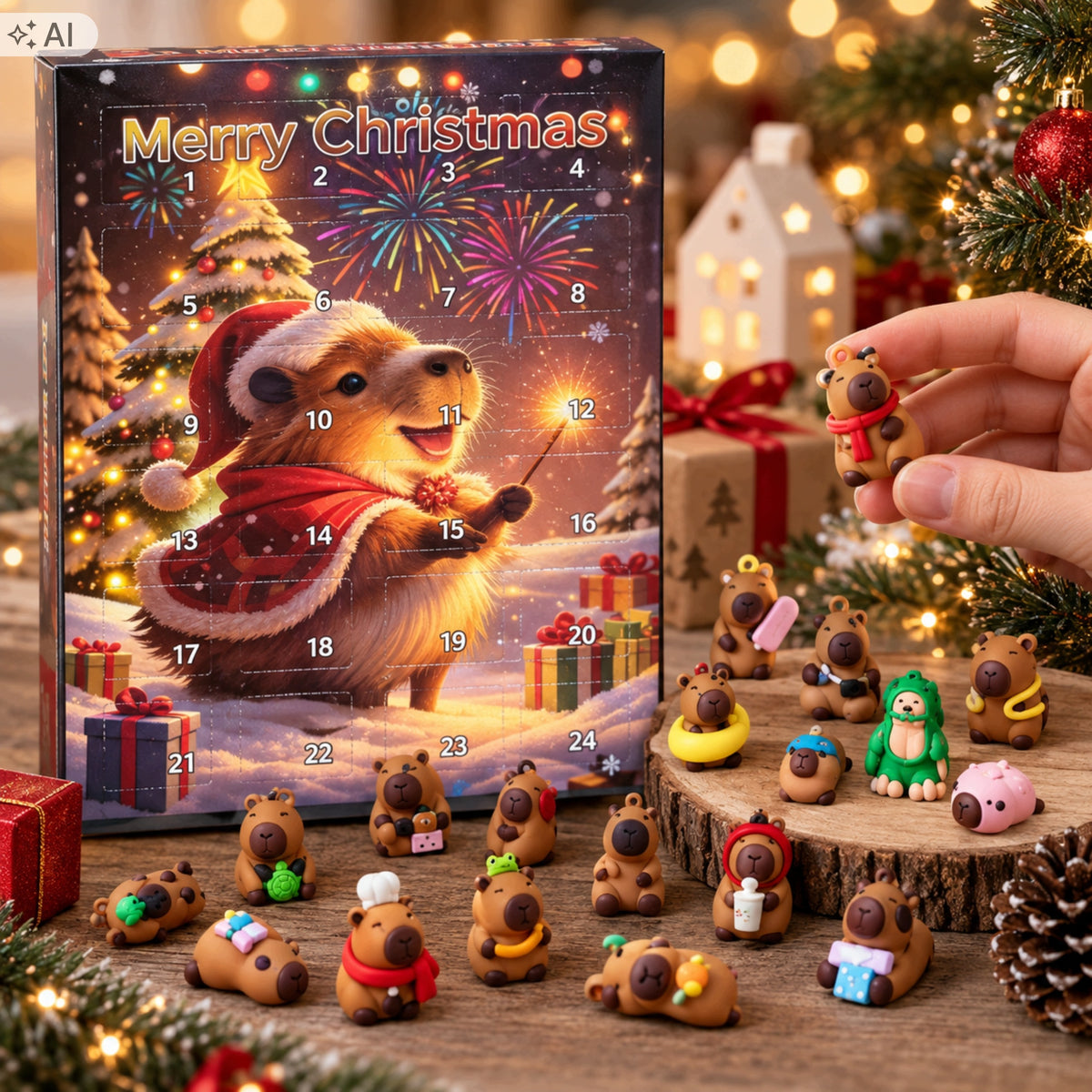 Capybara Advent Calendar 24 Figurines 3D Christmas Surprises Manufacturer code Kalendarz Świateczny Prezentowy