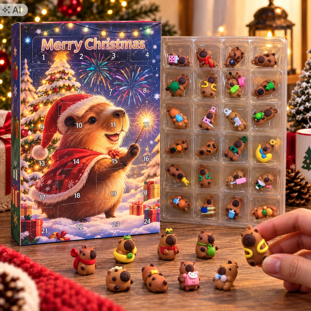 Capybara Advent Calendar 24 Figurines 3D Christmas Surprises Packaging status original