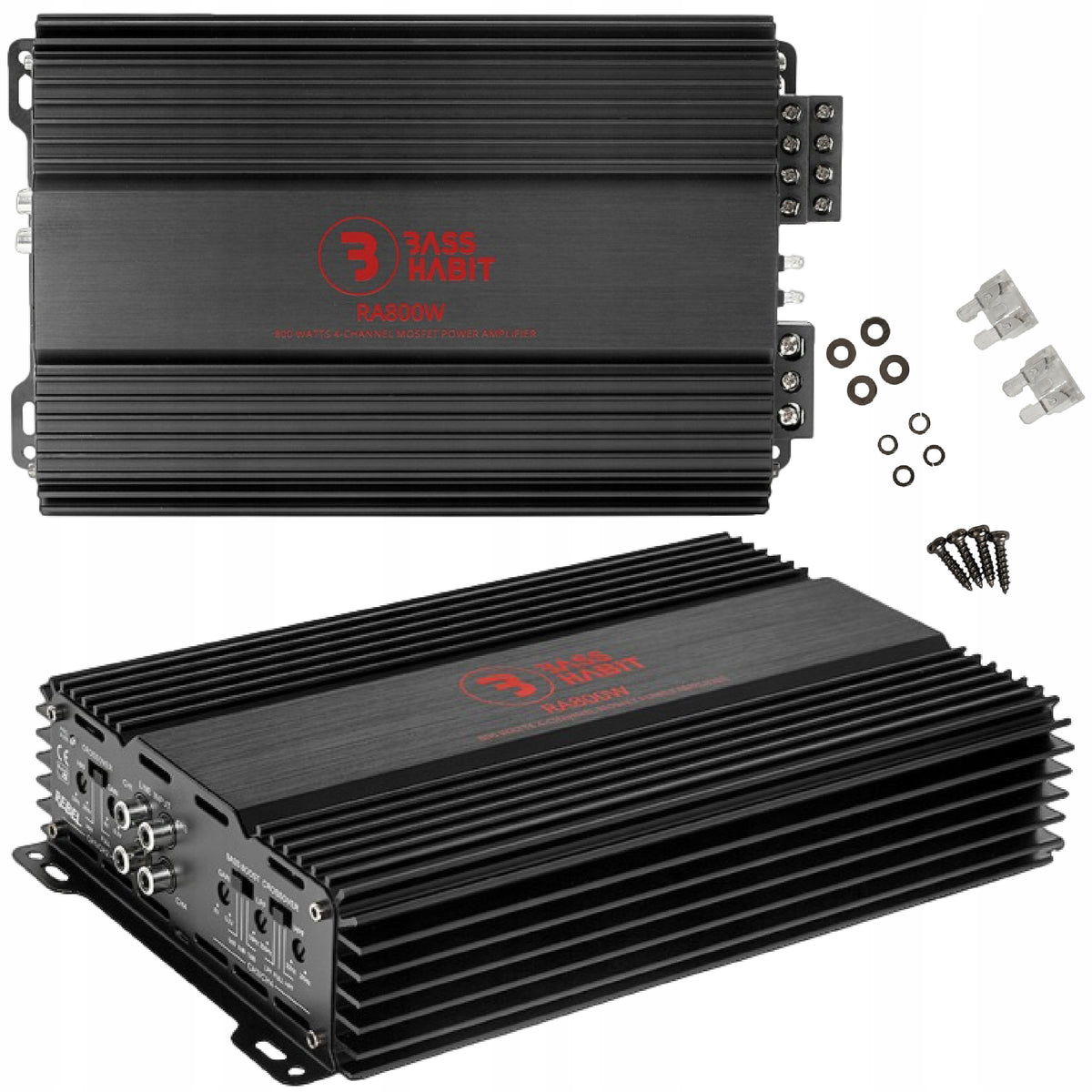 Car Amplifier 4 Channel Class AB RA800W BassHabit REBEL POWERFUL