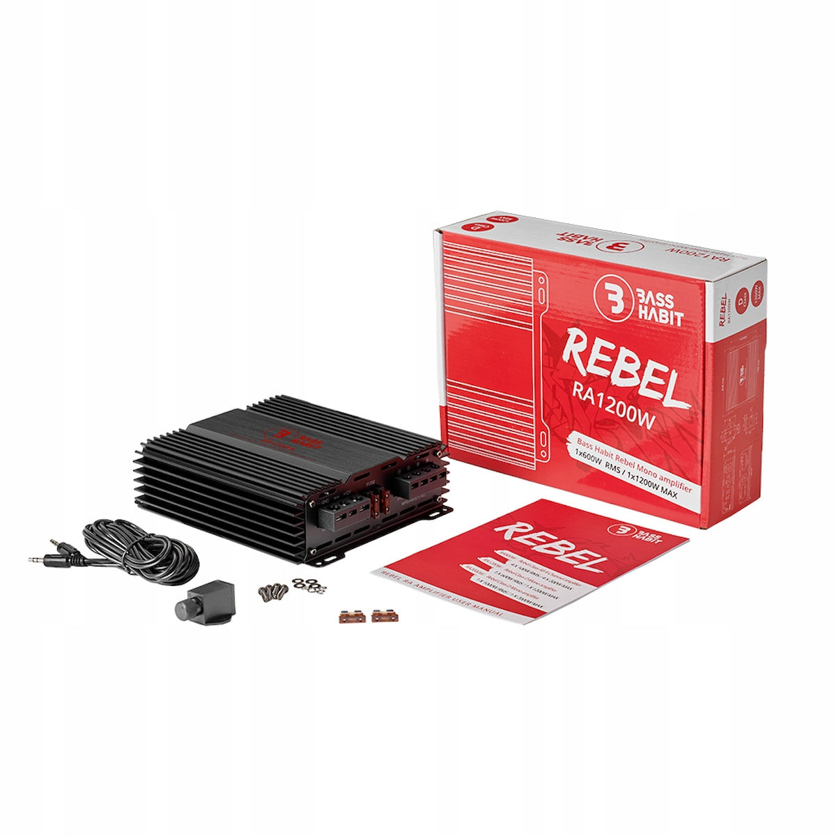 Car Amplifier BASS HABIT REBEL RA1200W Class D Powerful 1200W MAX