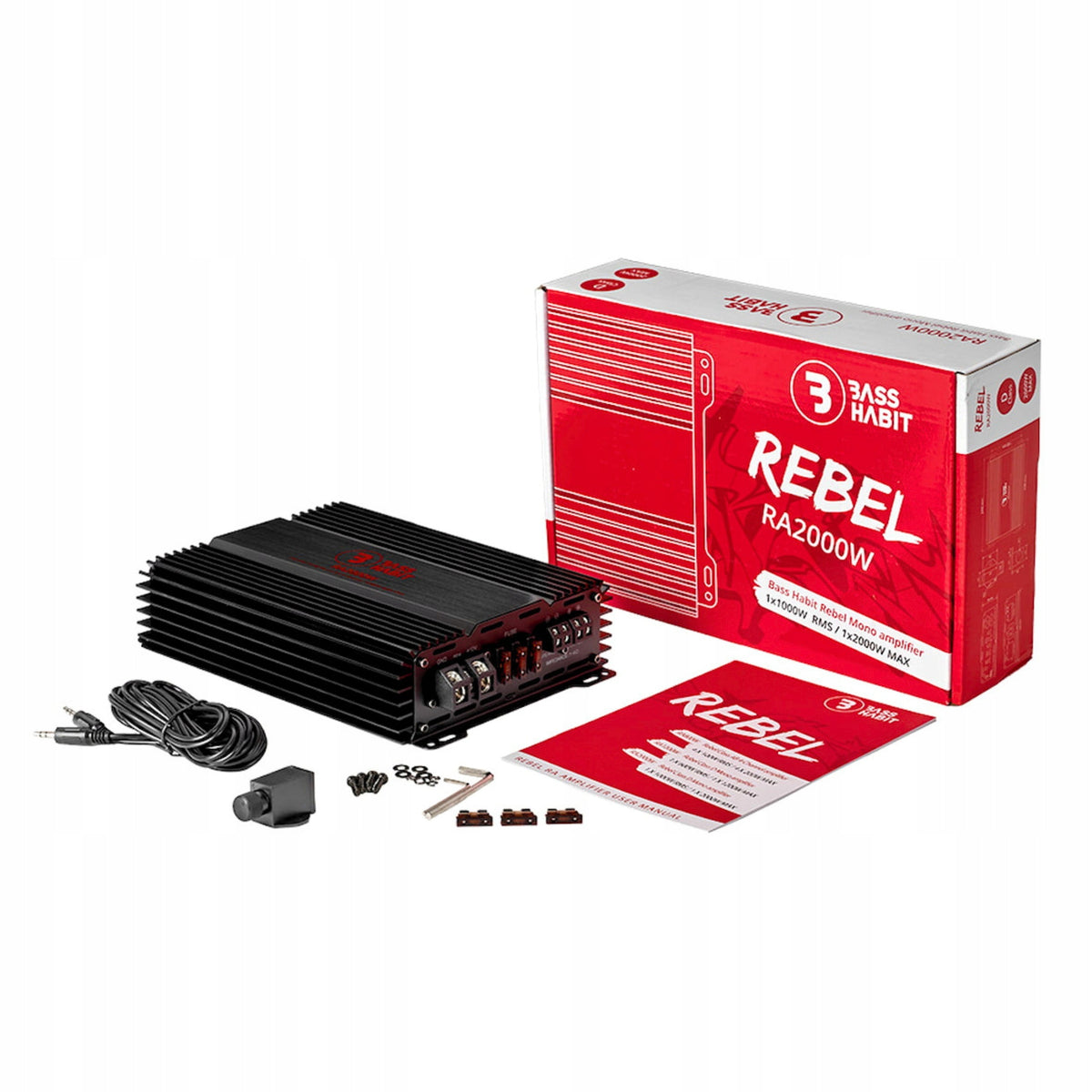 Car Amplifier BASS HABIT REBEL RA2000W Class D 1000W Powerful 2000W