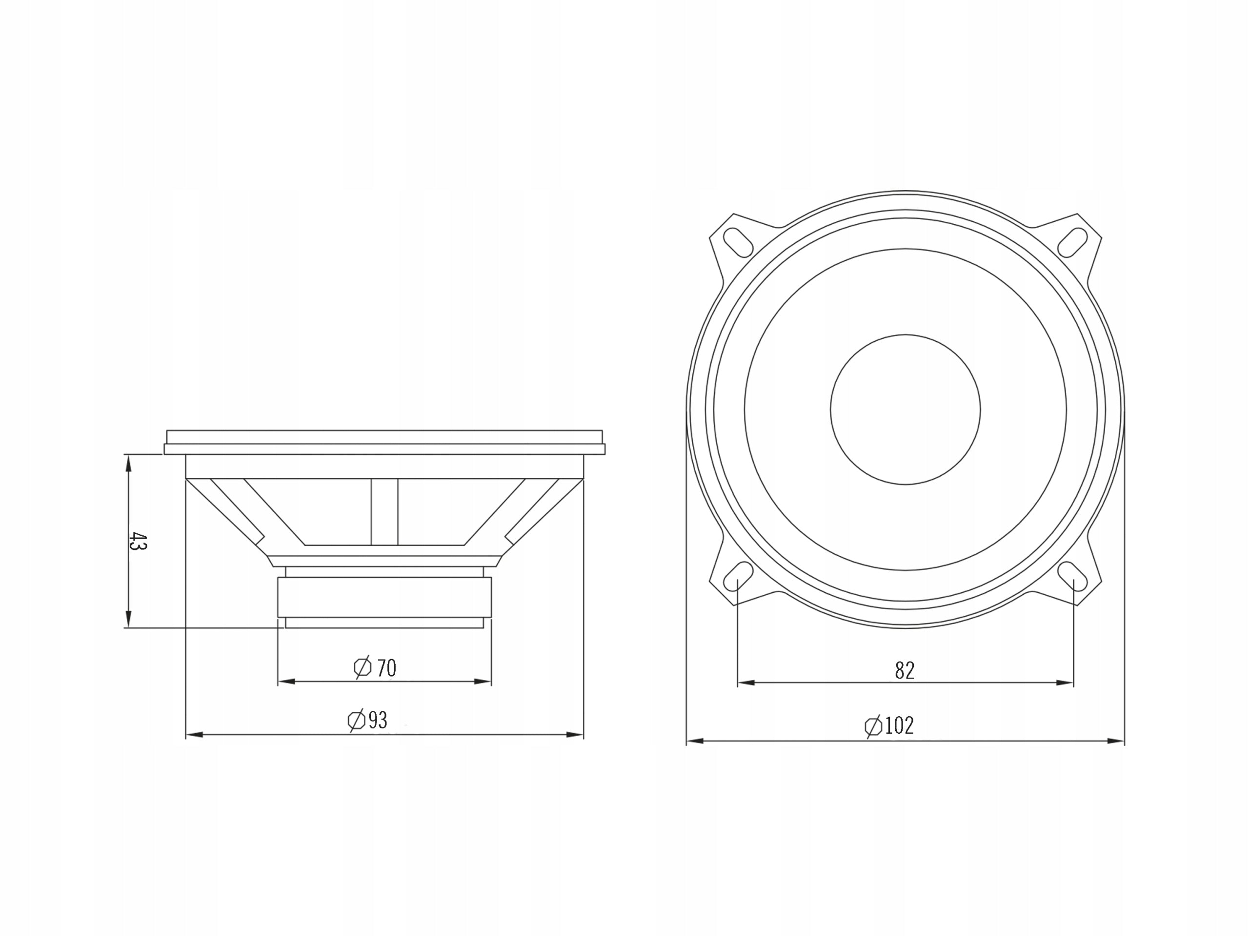 Car / Bass Speaker 10cm / 100mm - 4Ohm Blow WK400 - 1pcs Packaging status original