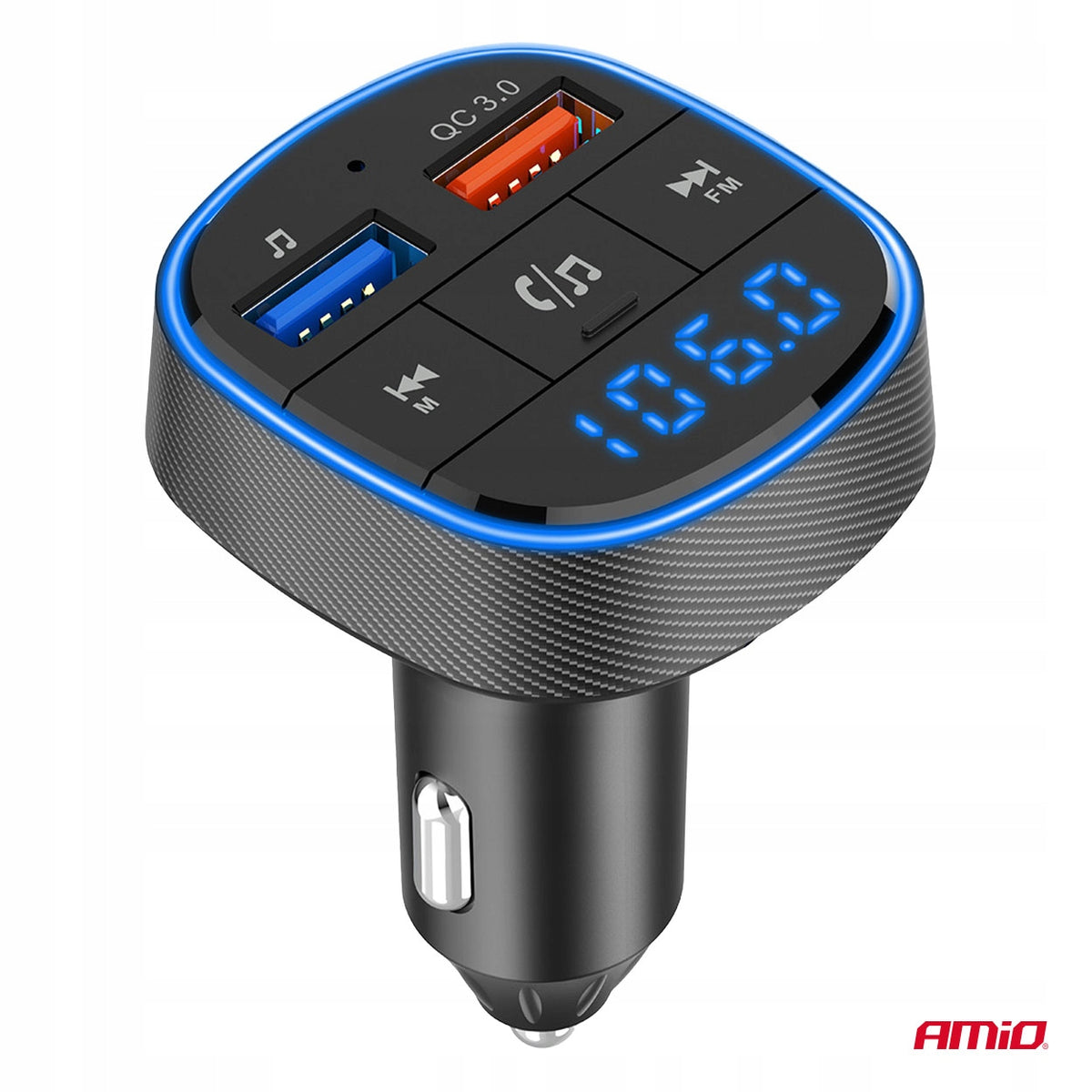Car Bluetooth FM transmitter 2×USB-A 12V 24V AMIO-04648 Manufacturer code 04648