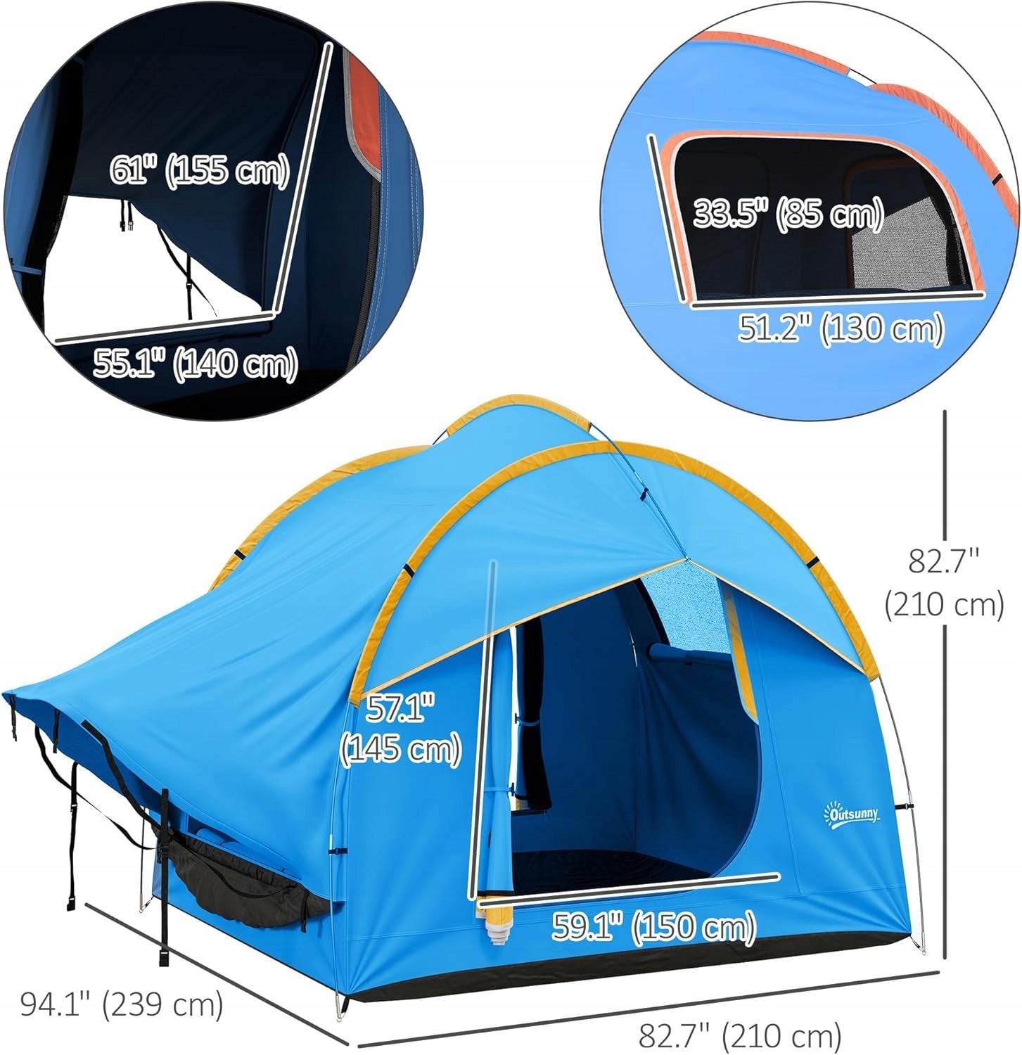Car CAMPING TENT 3 doors, weather resistant Brand Outsunny