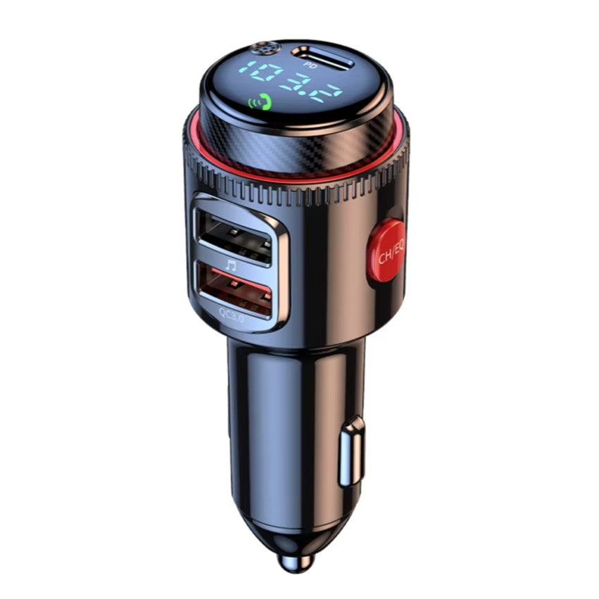 Car FM Bluetooth 5.4 Transmitter with 30W PD Charger and Microphone