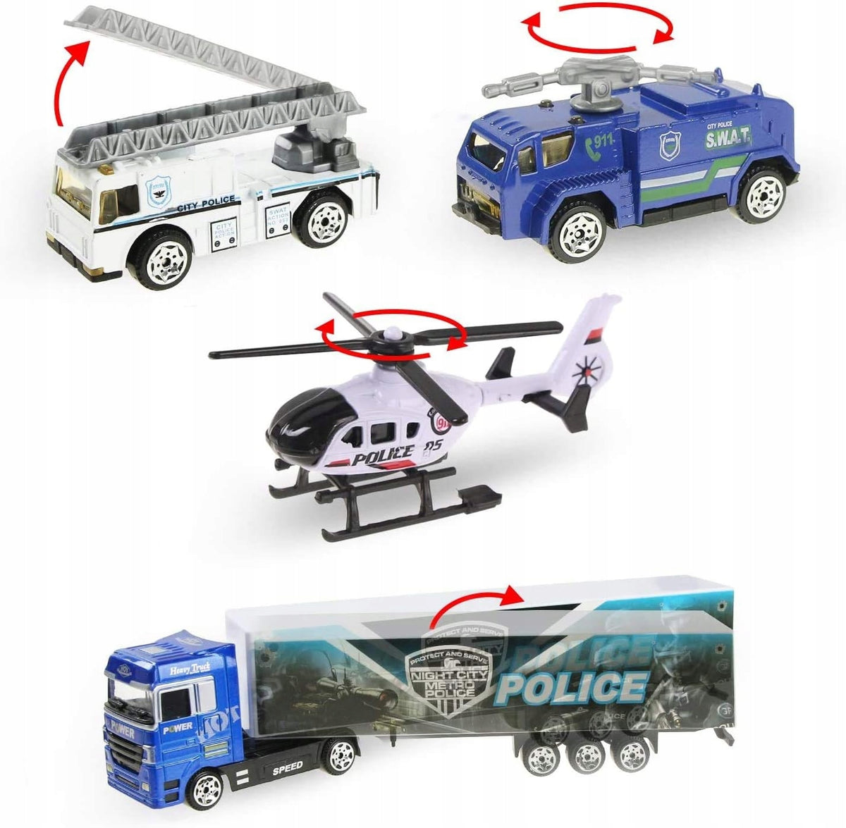 Car Large Set Truck Police Cars 10 Elements Gift 1502 Brand no brand