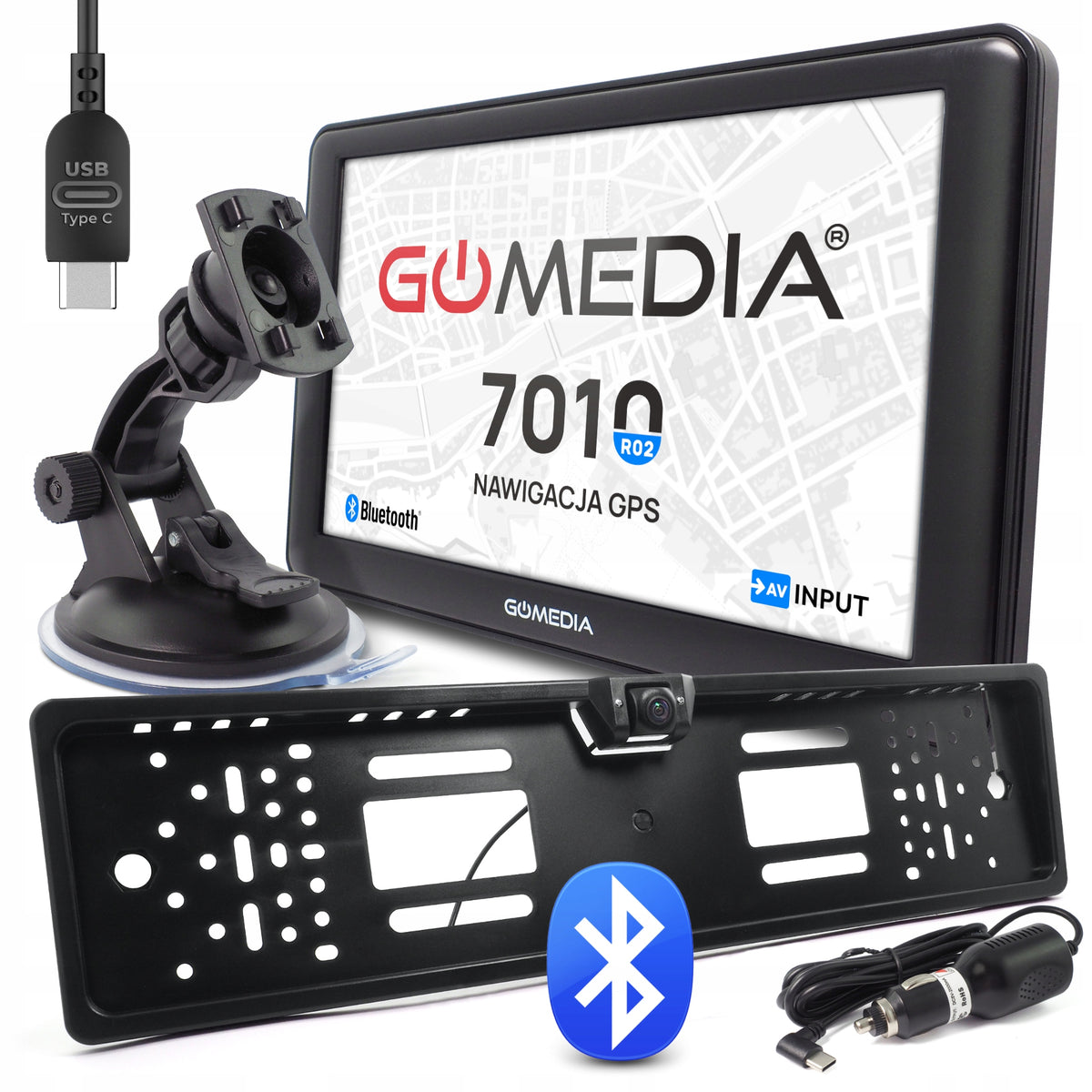 Car Navigation TIR GPS GOMEDIA 7010 R02 7" USB-C BT Reversing Camera