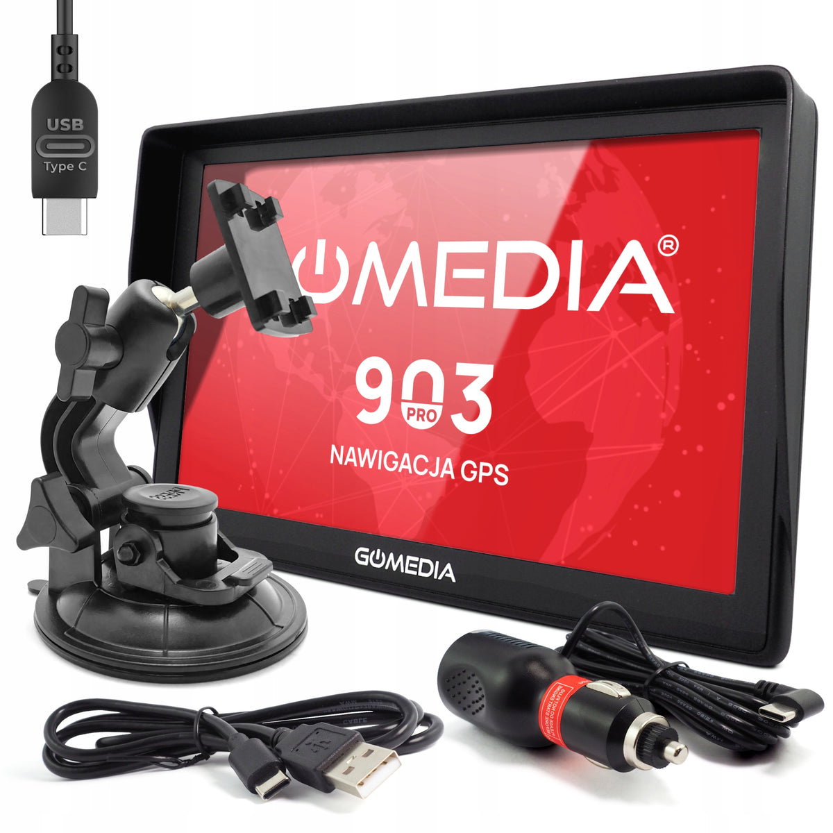 Car Navigation TIR GPS GOMEDIA 903 PRO 9" USB-C 16GB ROM 512GB RAM