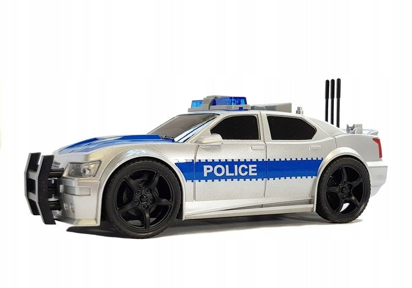 Car Police Battery Operated 1:20 Lights and Sounds with String Silver Brand LEAN Toys