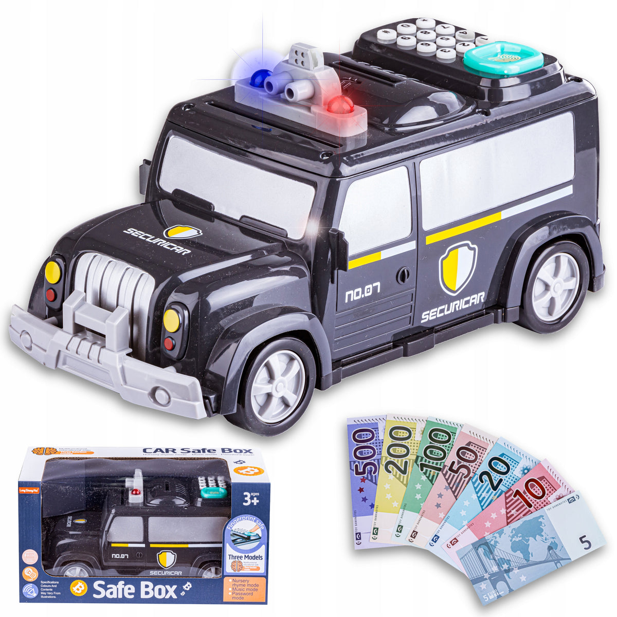 Car Police for Children Piggy Bank Safe for Cipher LIGHT EFFECTS SOUND Brand DK