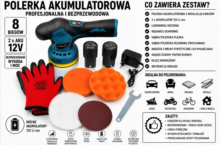 Car Polisher Eccentric 125mm 2x Aku Varnish Kit Auto Manufacturer code 6912133