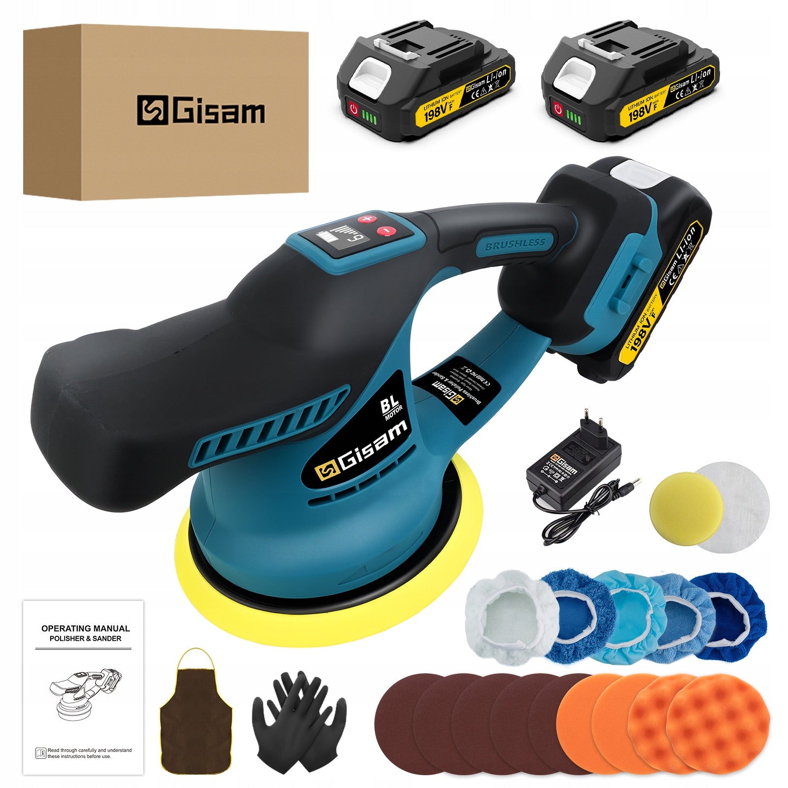 Car Polisher Polishing Machine 150mm 6Gear 2Battery