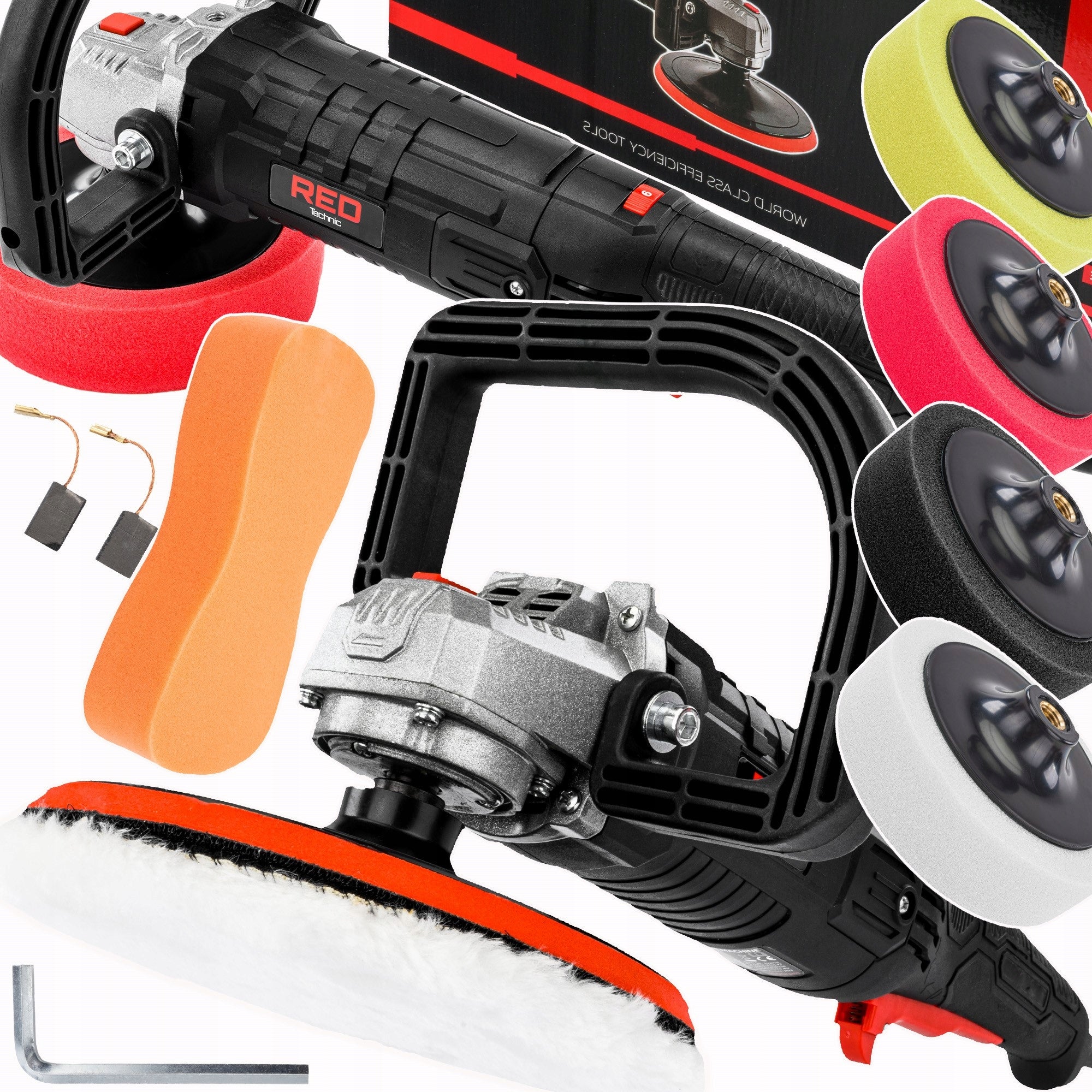 Car Polisher Varnish Grinder 5 Polishing Pads Felt Sponges 2400W