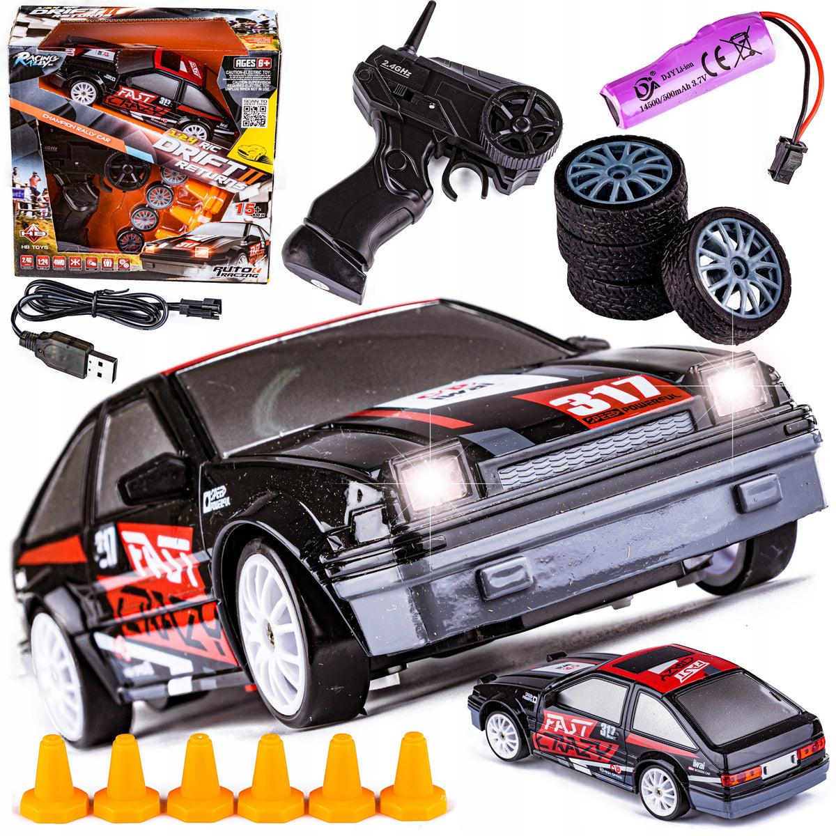 Car RC Auto for DRIFT Drive 4x4 2,4 GHz TOYOTA 1:24 light DRIFT