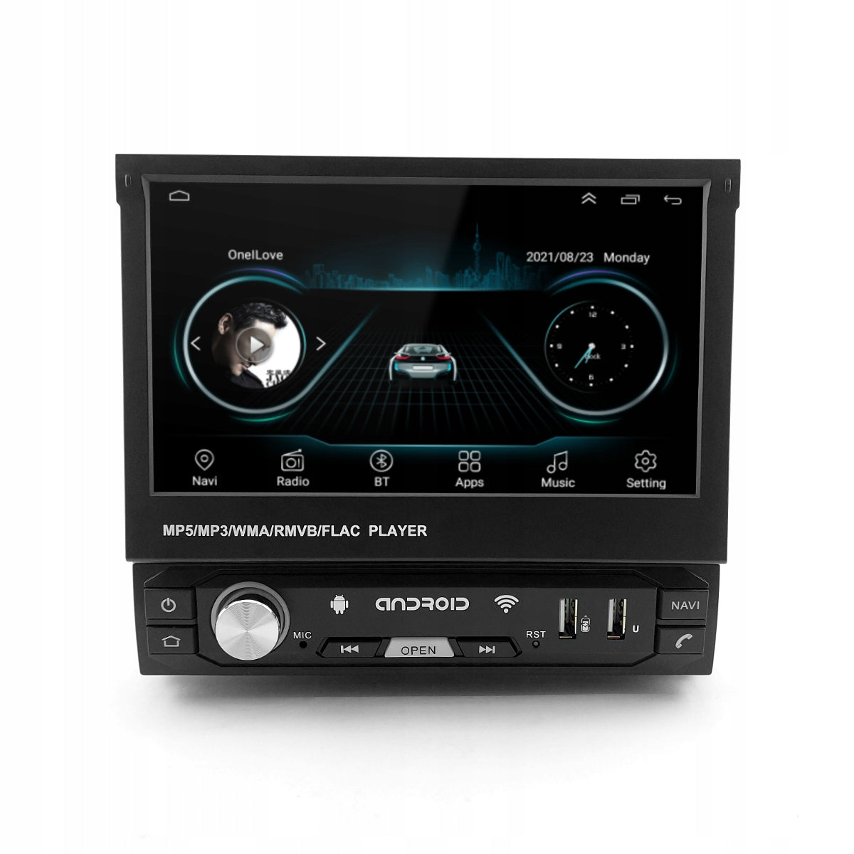 Car Radio 1DIN 7" GPS Android 2/32GB Retractable Screen WiFi Camera Packaging status original