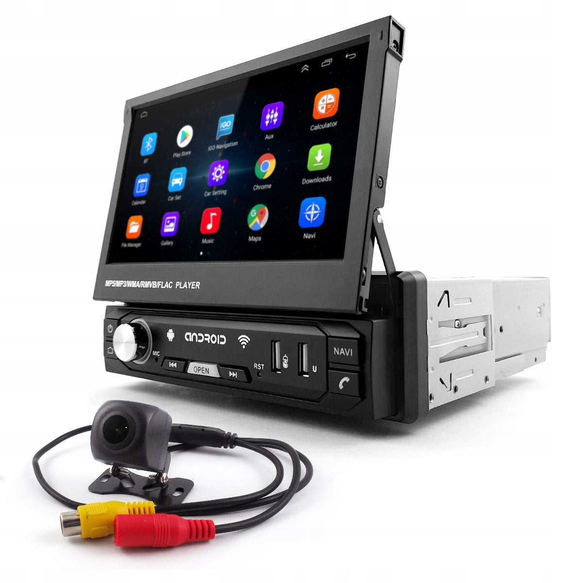 Car Radio 1DIN 7" GPS Android 2/32GB Retractable Screen WiFi Camera
