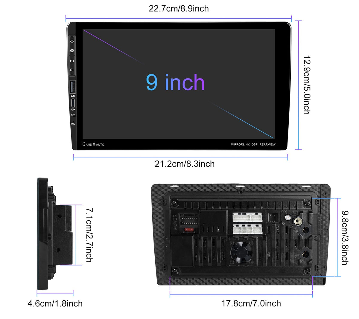 Car Radio 2 DIN Android Auto CarPlay RDS WiFi GPS DSP FM 9" 4GB RAM Packaging status original