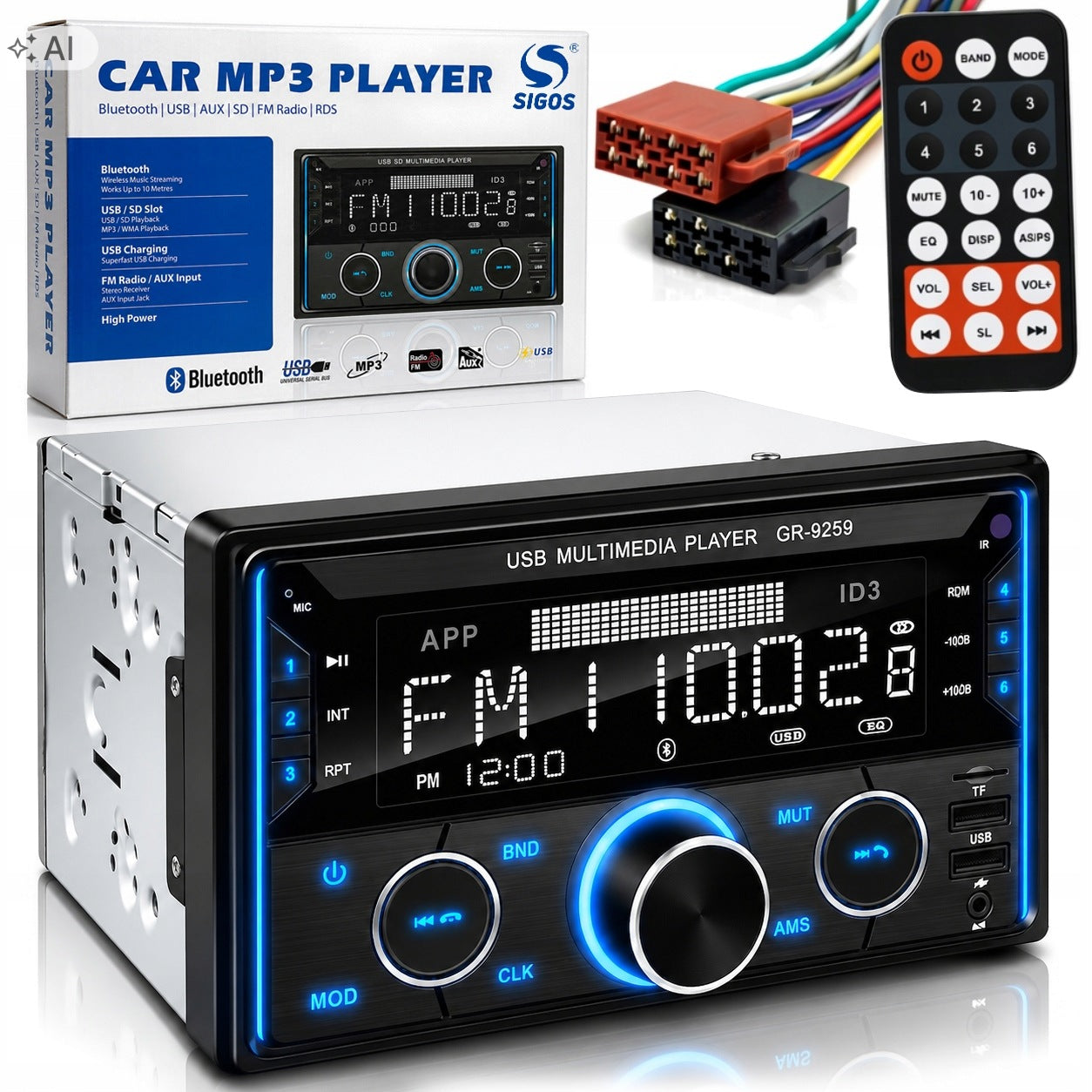 Car Radio 2DIN Bluetooth USB SD AUX MP3 LCD RGB Remote Control 2 - DIN