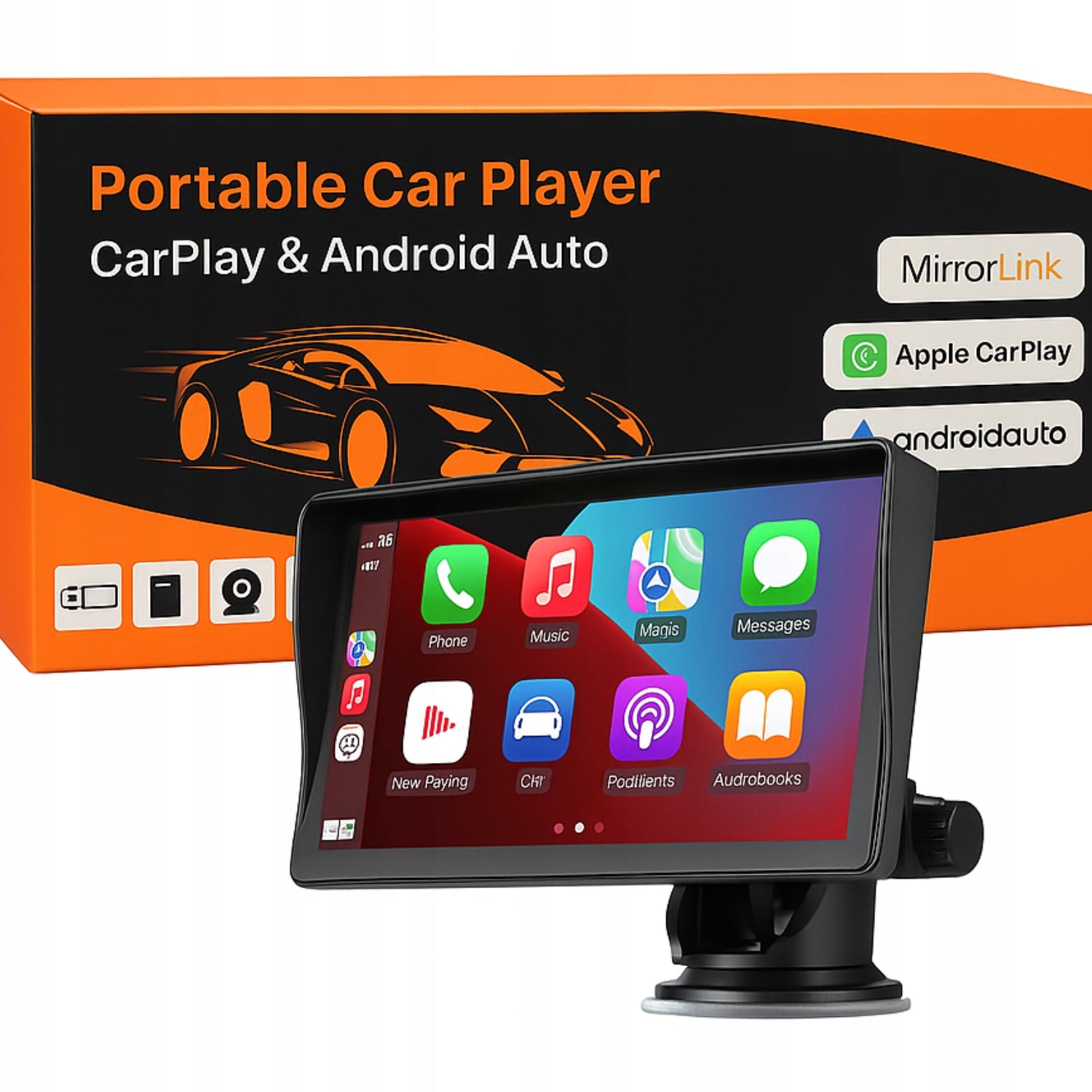 Car Radio 7" CarPlay Android Auto Wireless FM BT AUX + Camera Packaging status original